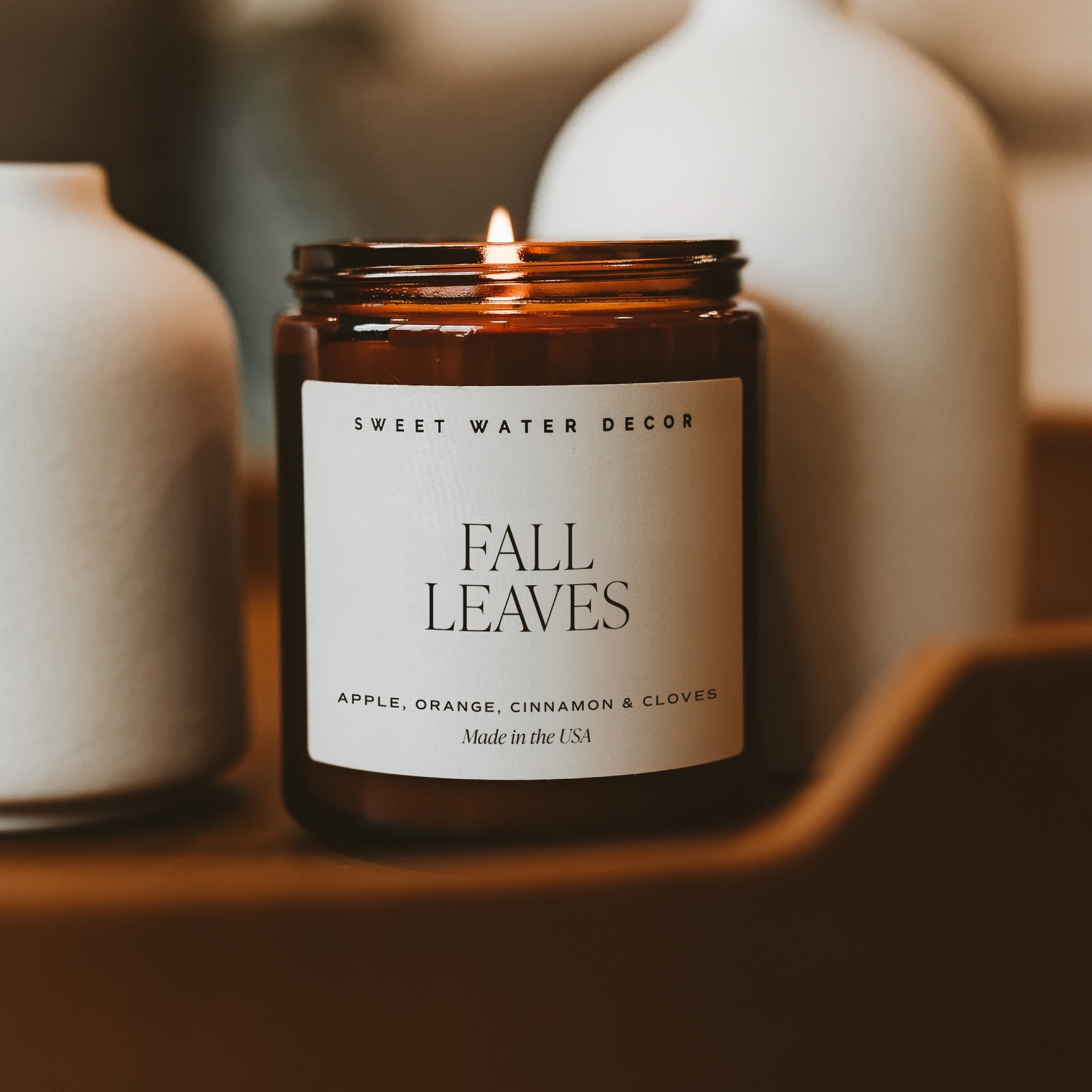 Fall Leaves Soy Candle - Amber Jar, 9 oz - view 2