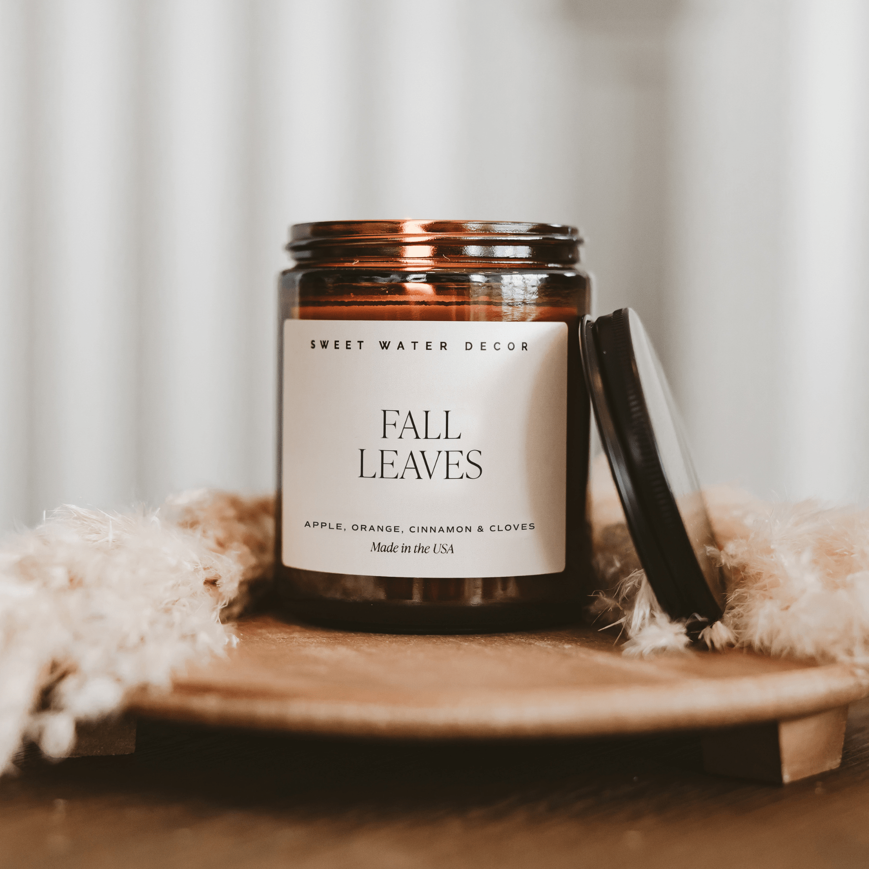 Fall Leaves Soy Candle - Amber Jar, 9 oz - view 3