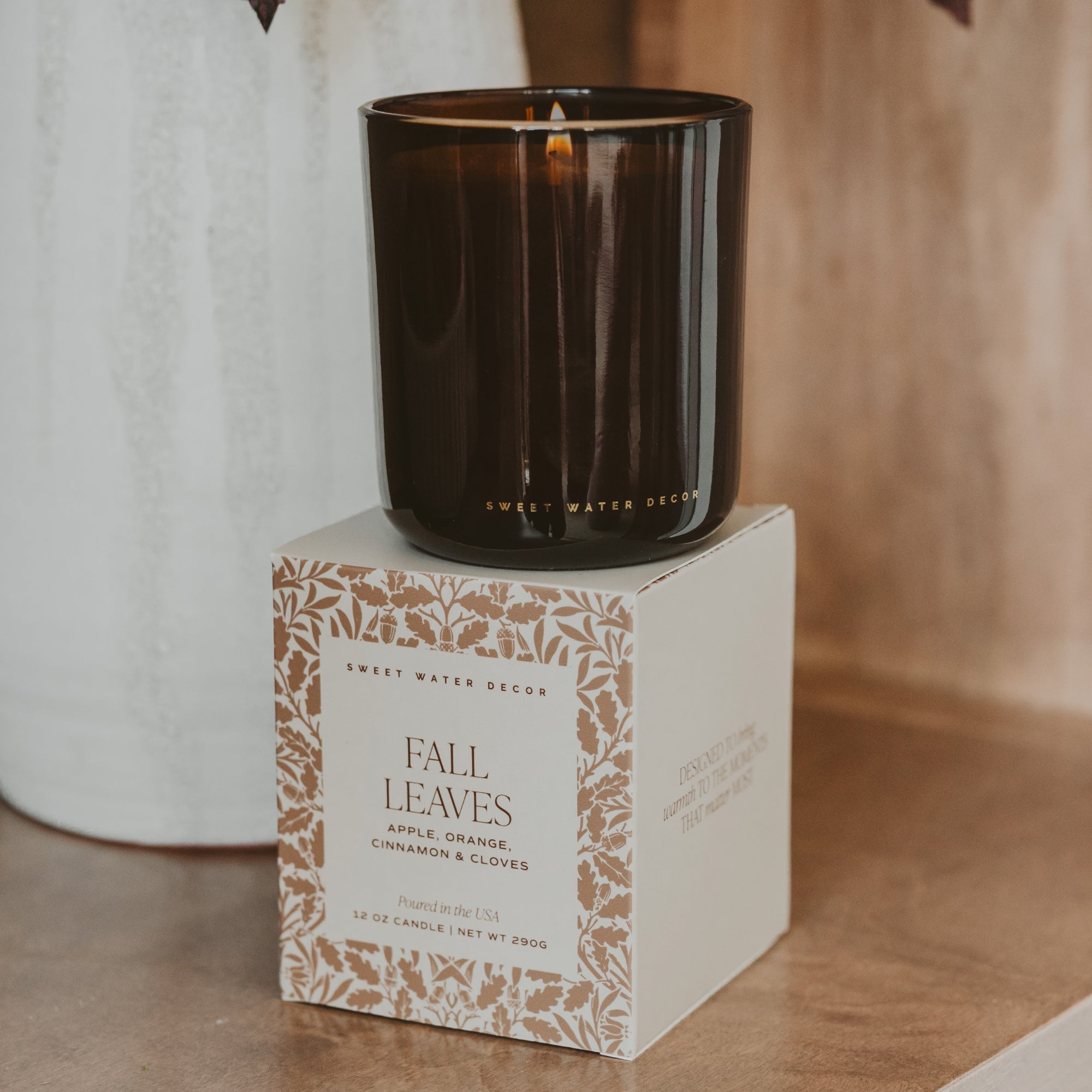 Fall Leaves Soy Candle - Boxed Amber Jar, 12 oz - view 4