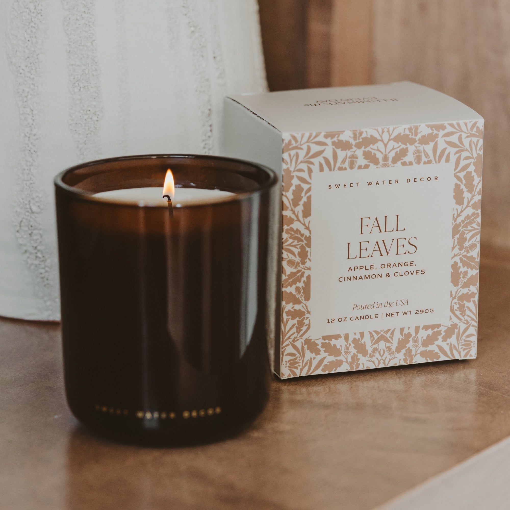 Fall Leaves Soy Candle - Boxed Amber Jar, 12 oz - view 1