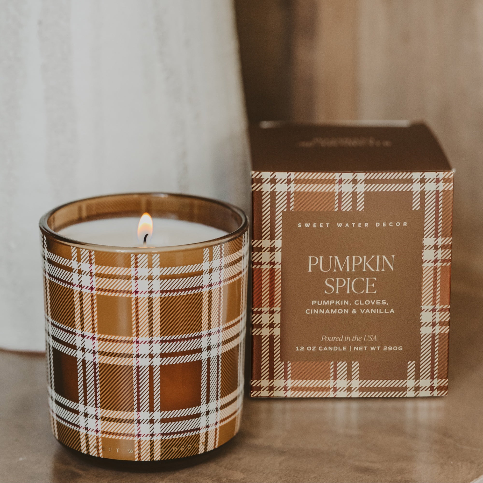 Pumpkin Spice Soy Candle - Boxed Plaid Jar, 12 oz - view 1