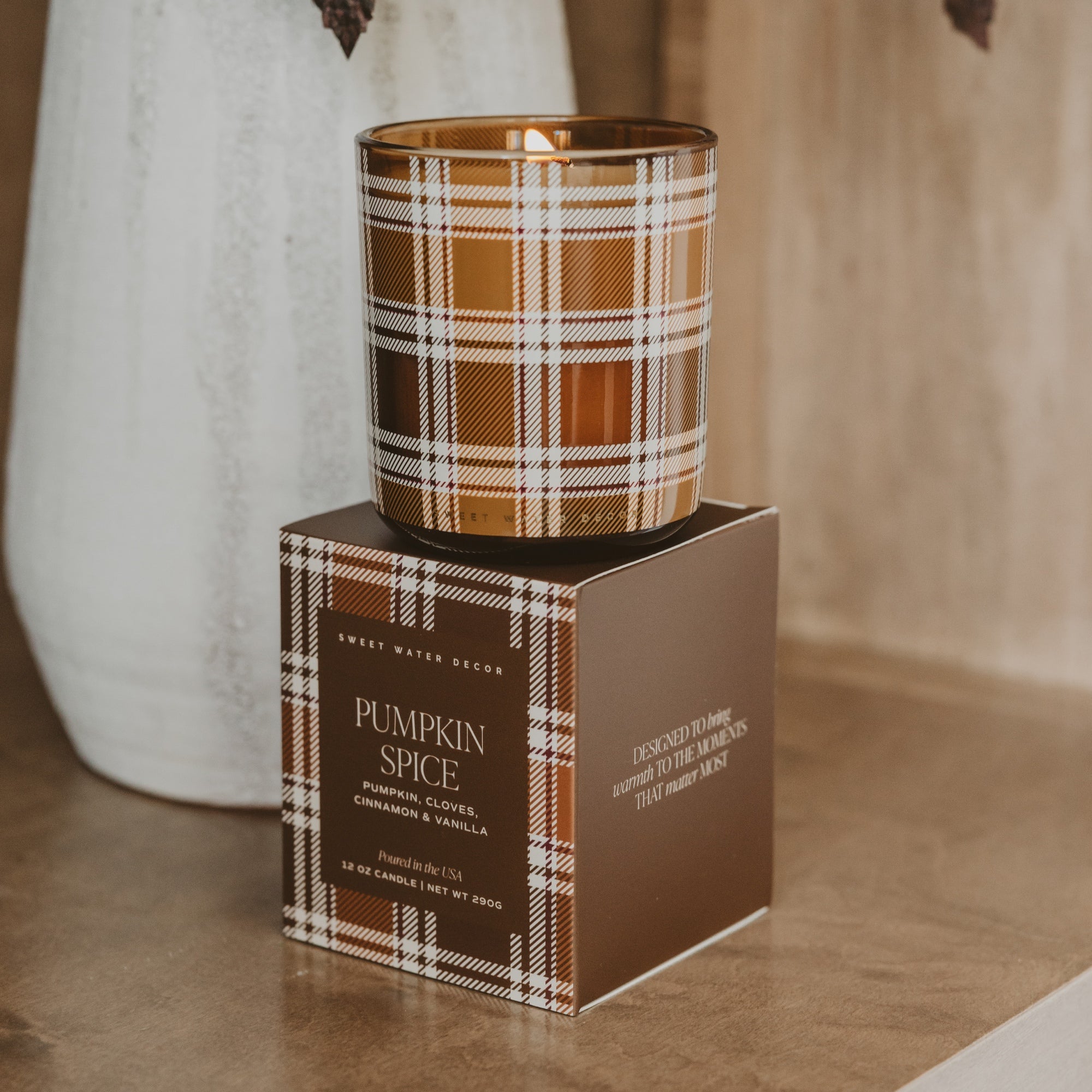Pumpkin Spice Soy Candle - Boxed Plaid Jar, 12 oz - view 7