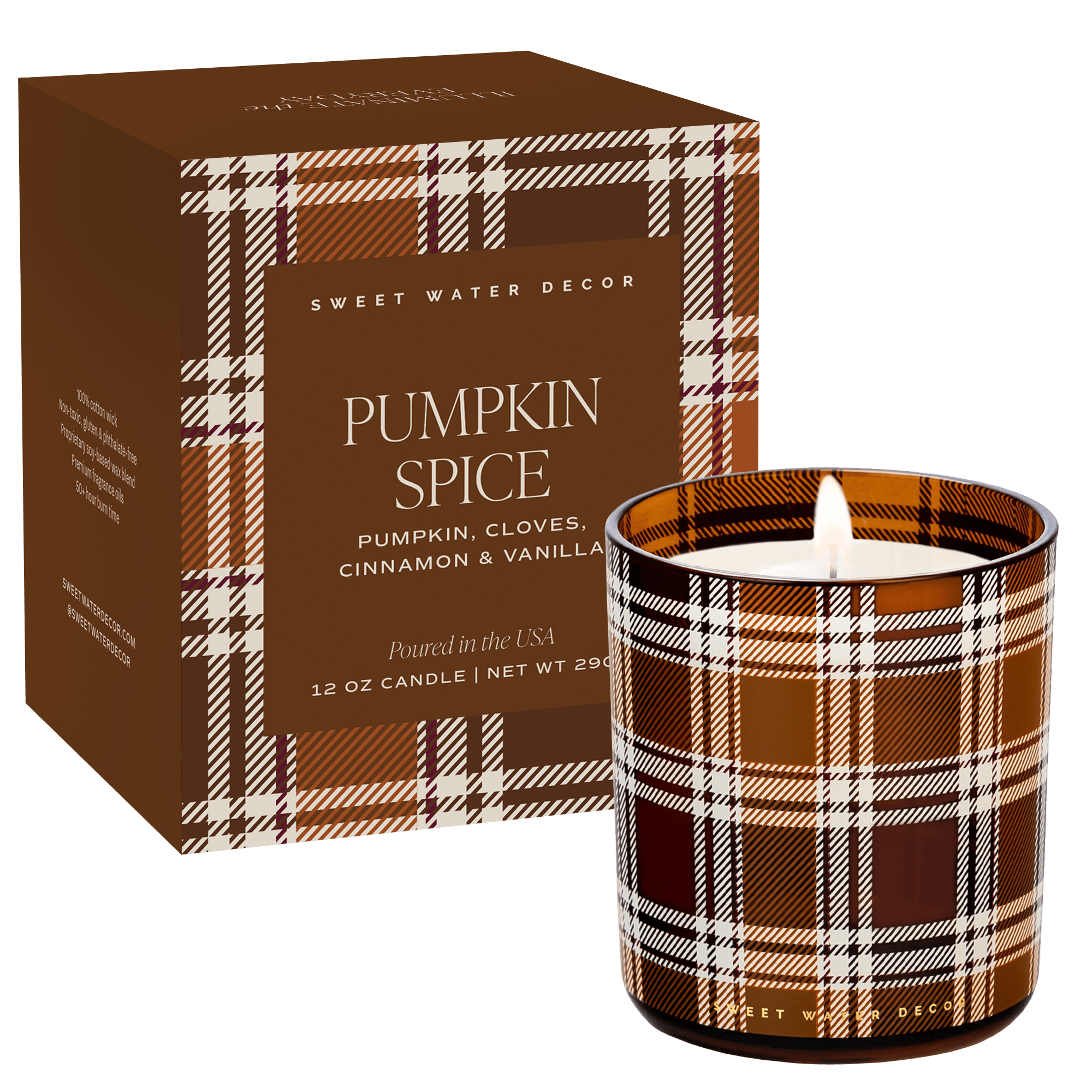 Pumpkin Spice Soy Candle - Boxed Plaid Jar, 12 oz - view 2