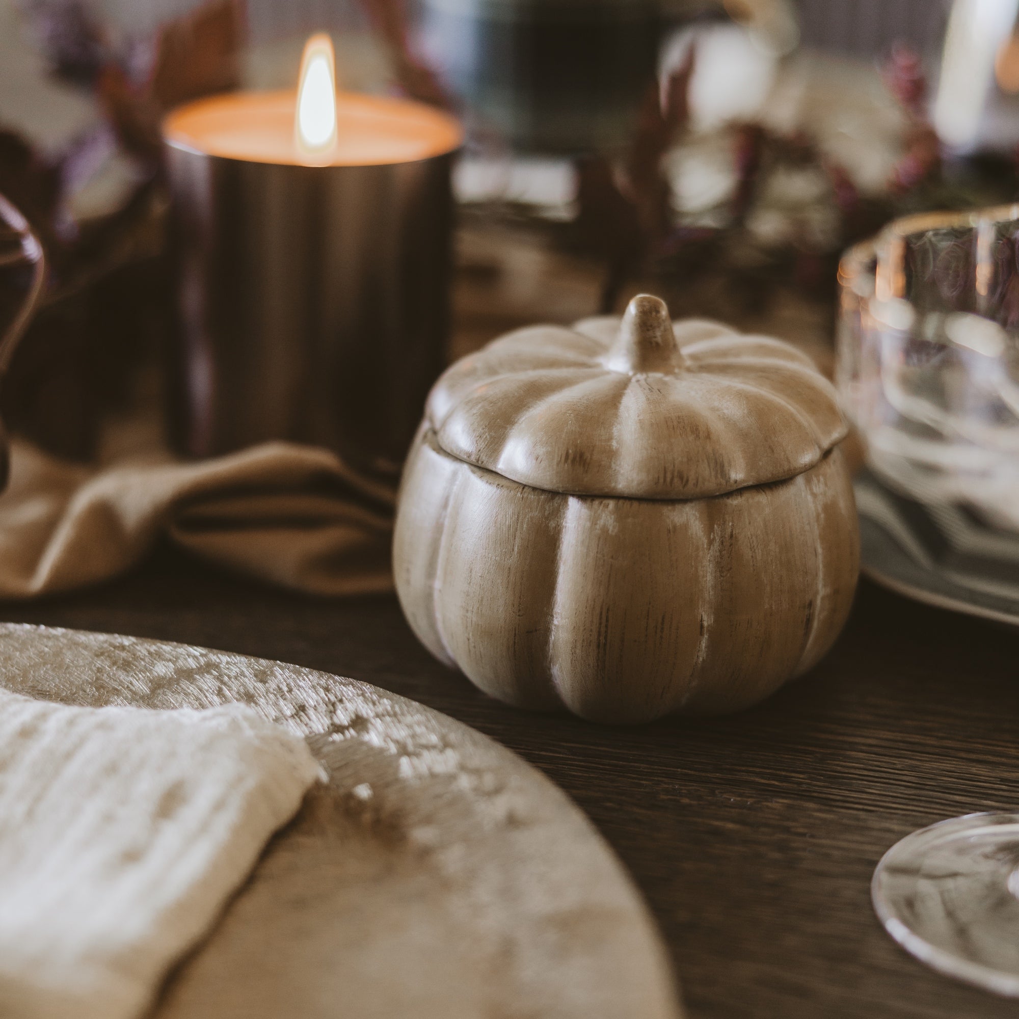 Pumpkin Spice Candle - Ceramic Pumpkin Jar, 8 oz - view 4