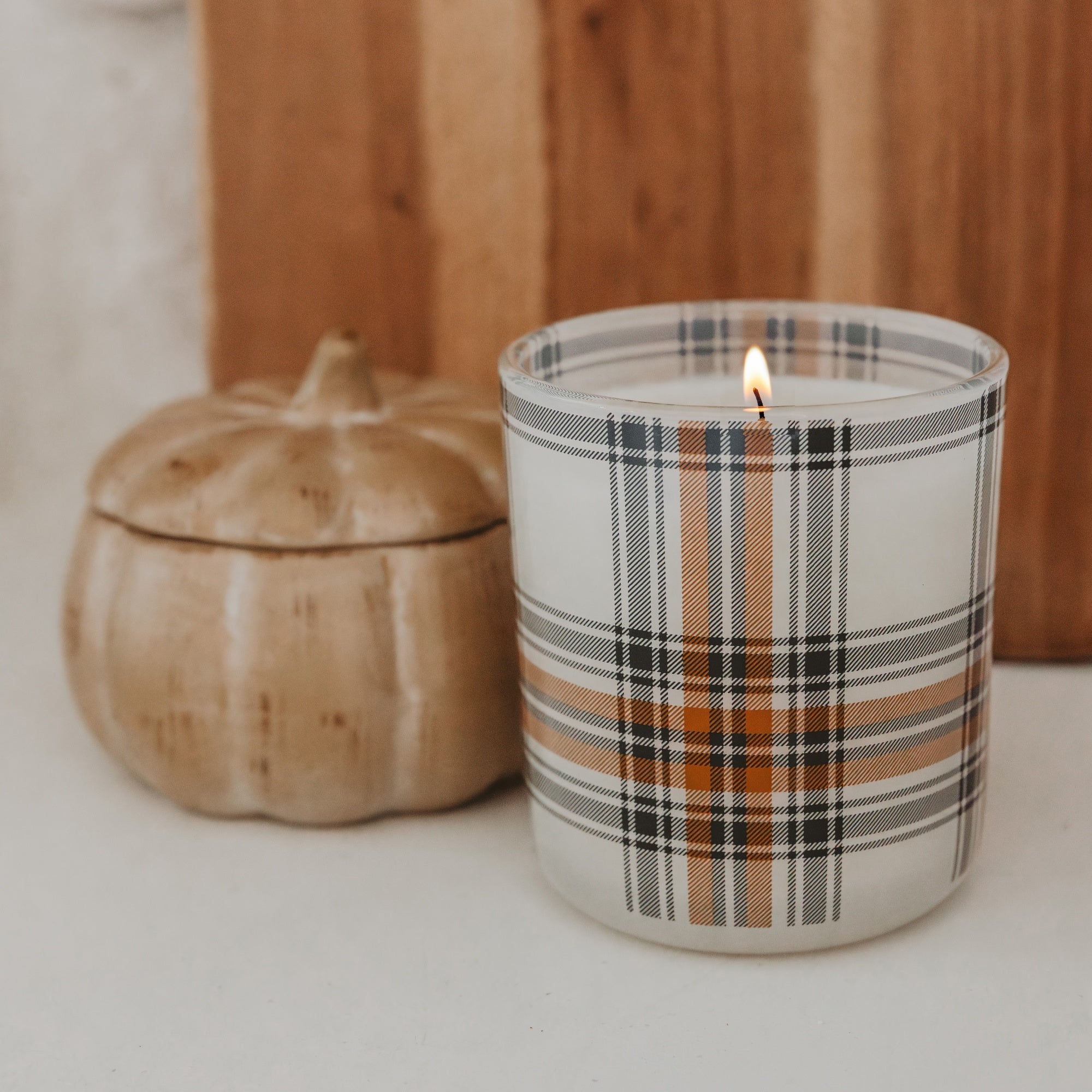 Hello Fall Soy Candle - Boxed Plaid Jar, 12 oz - view 4