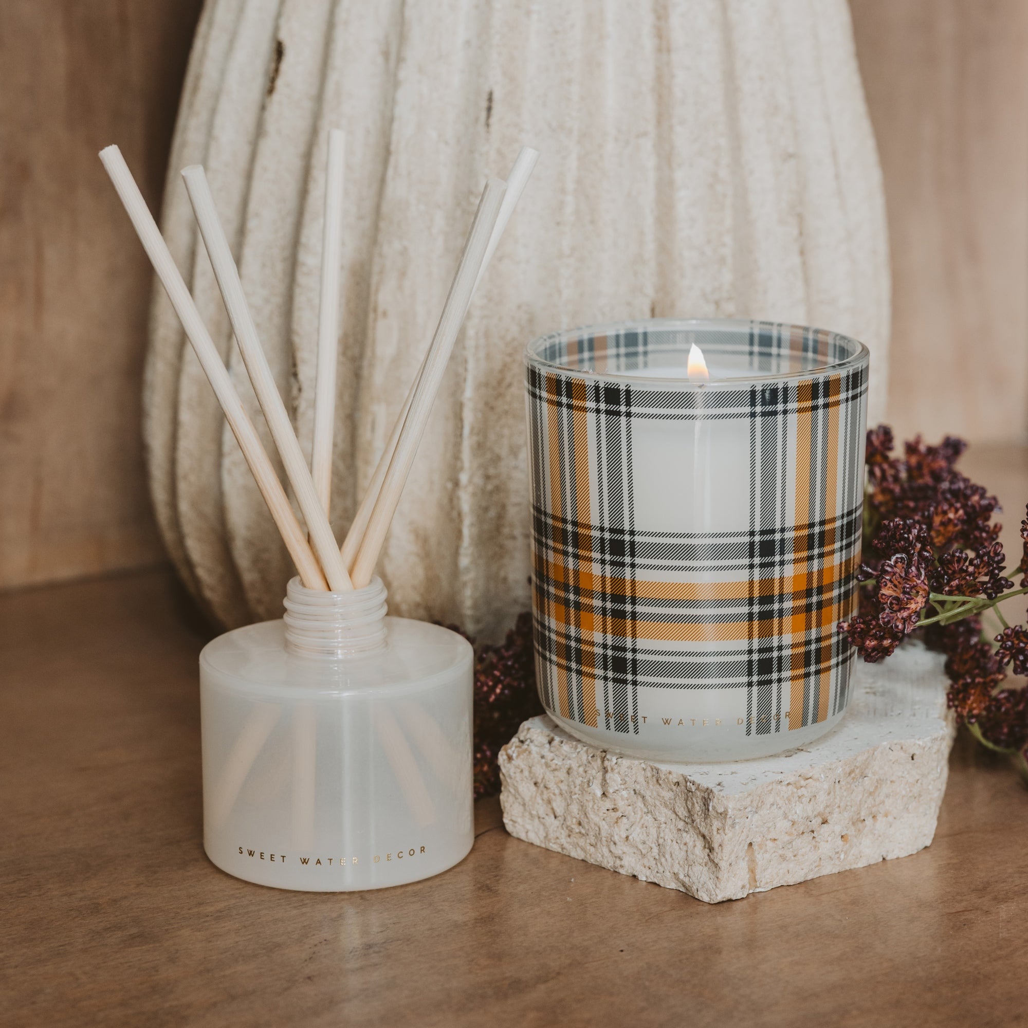 Hello Fall Soy Candle - Boxed Plaid Jar, 12 oz - view 5