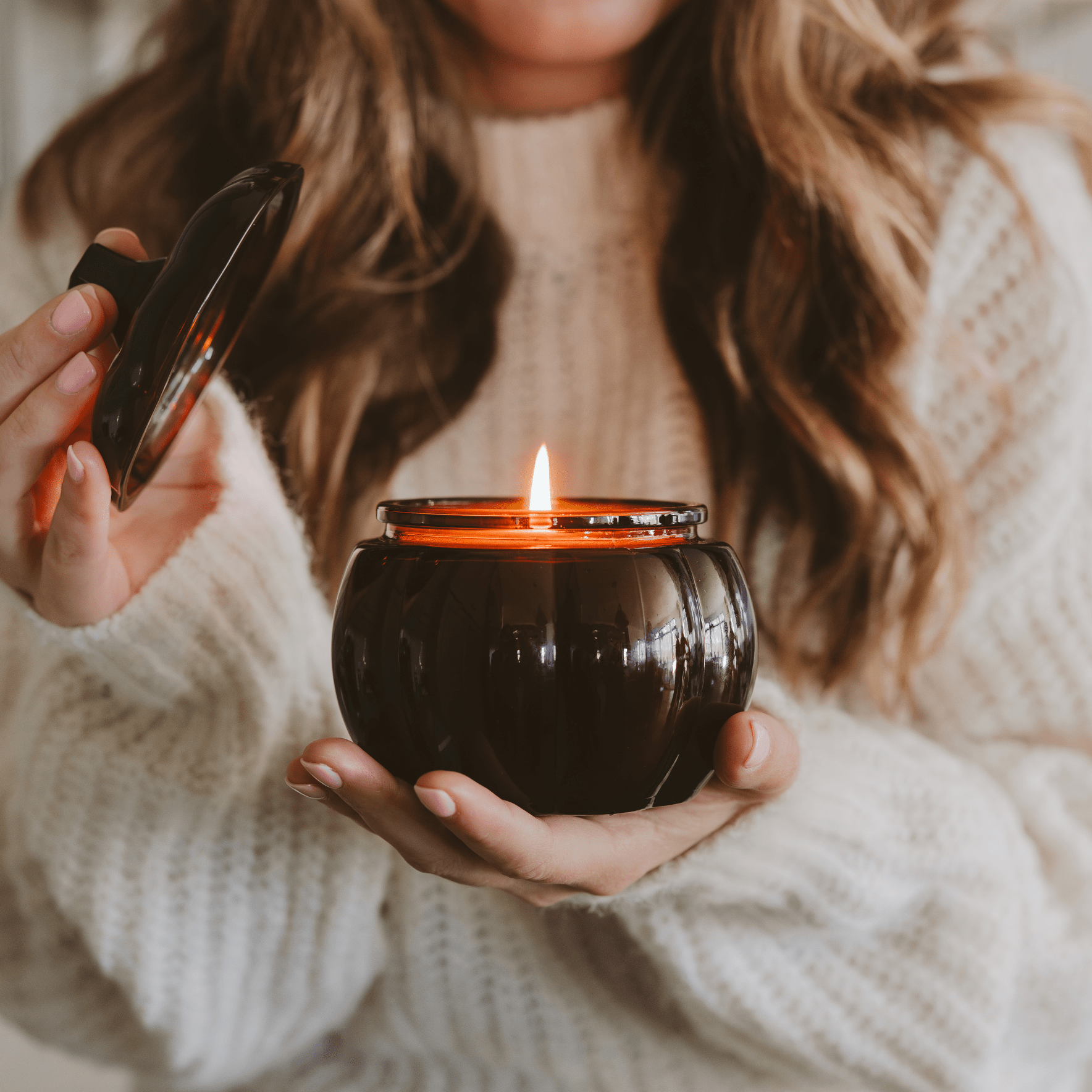Hello Fall Pumpkin Candle - Amber Glass Jar, 20 oz - view 5