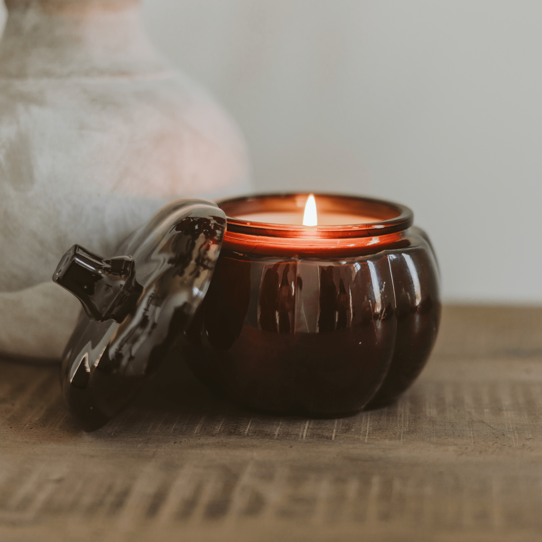 Hello Fall Pumpkin Candle - Amber Glass Jar, 20 oz - view 4