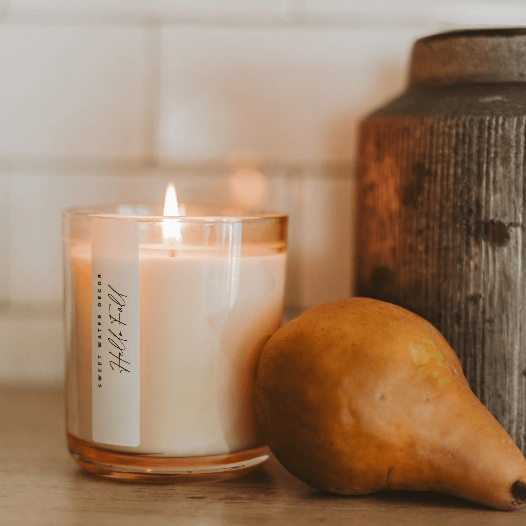 Hello Fall Soy Candle - Tinted Glass Jar, 12 oz - view 2