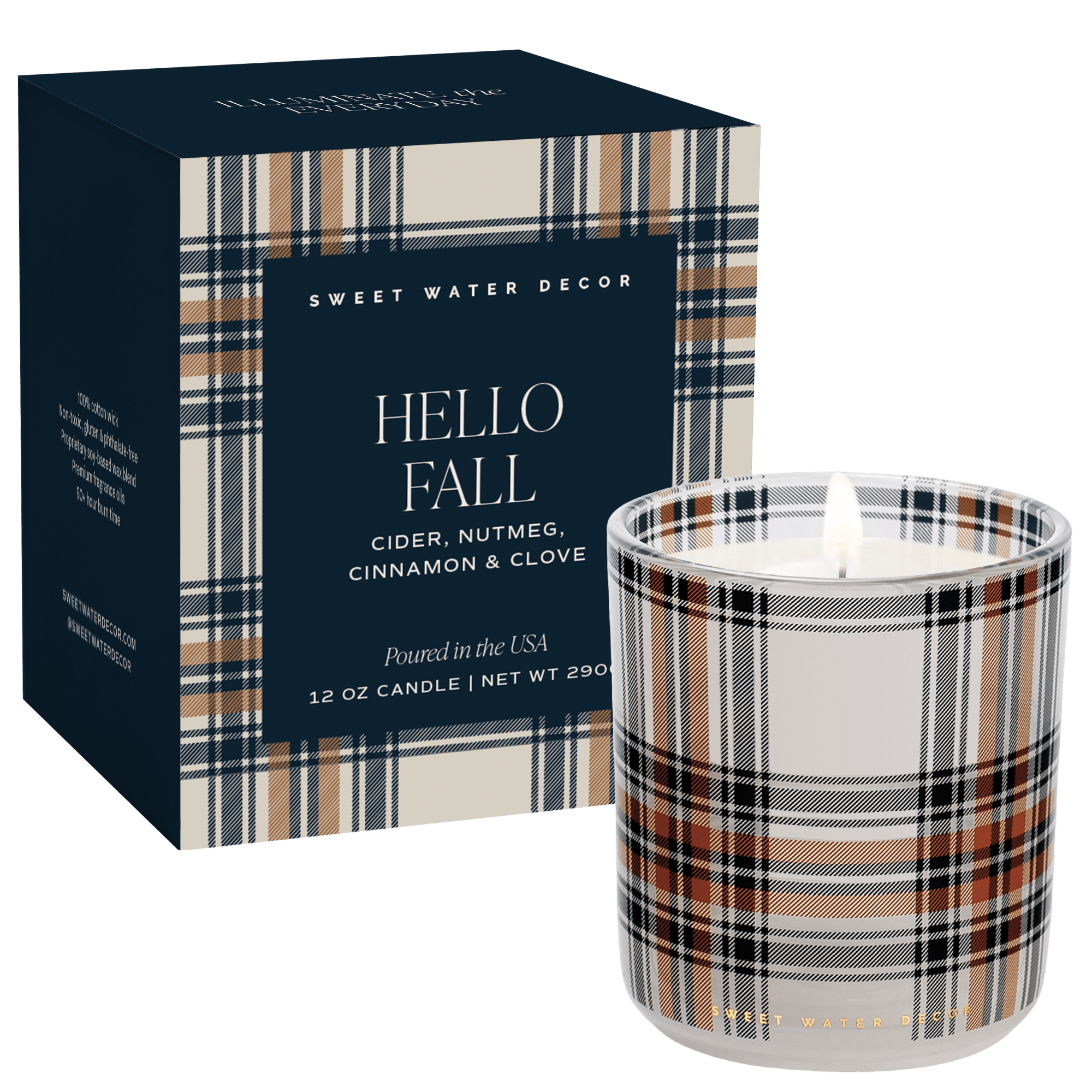 Hello Fall Soy Candle - Boxed Plaid Jar, 12 oz - view 2