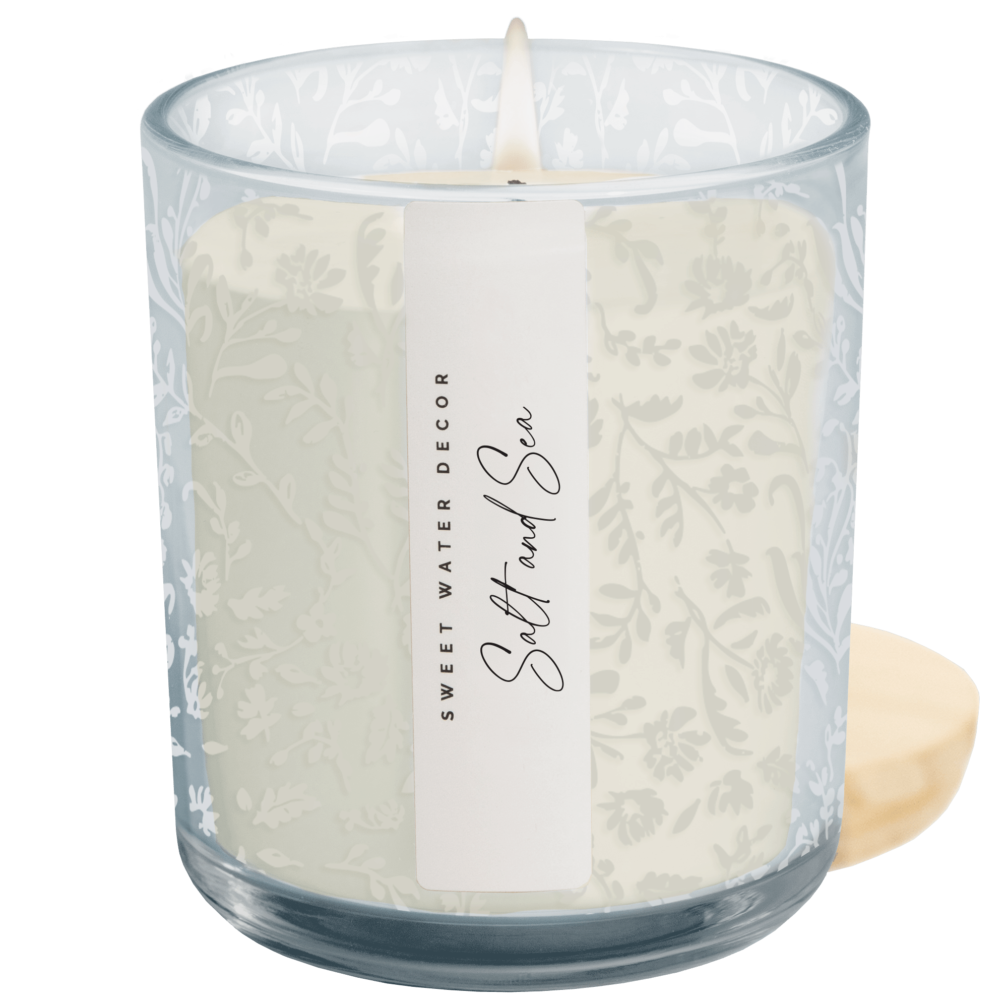 Salt and Sea Soy Candle - Blue Glass Jar, 12 oz - view 1