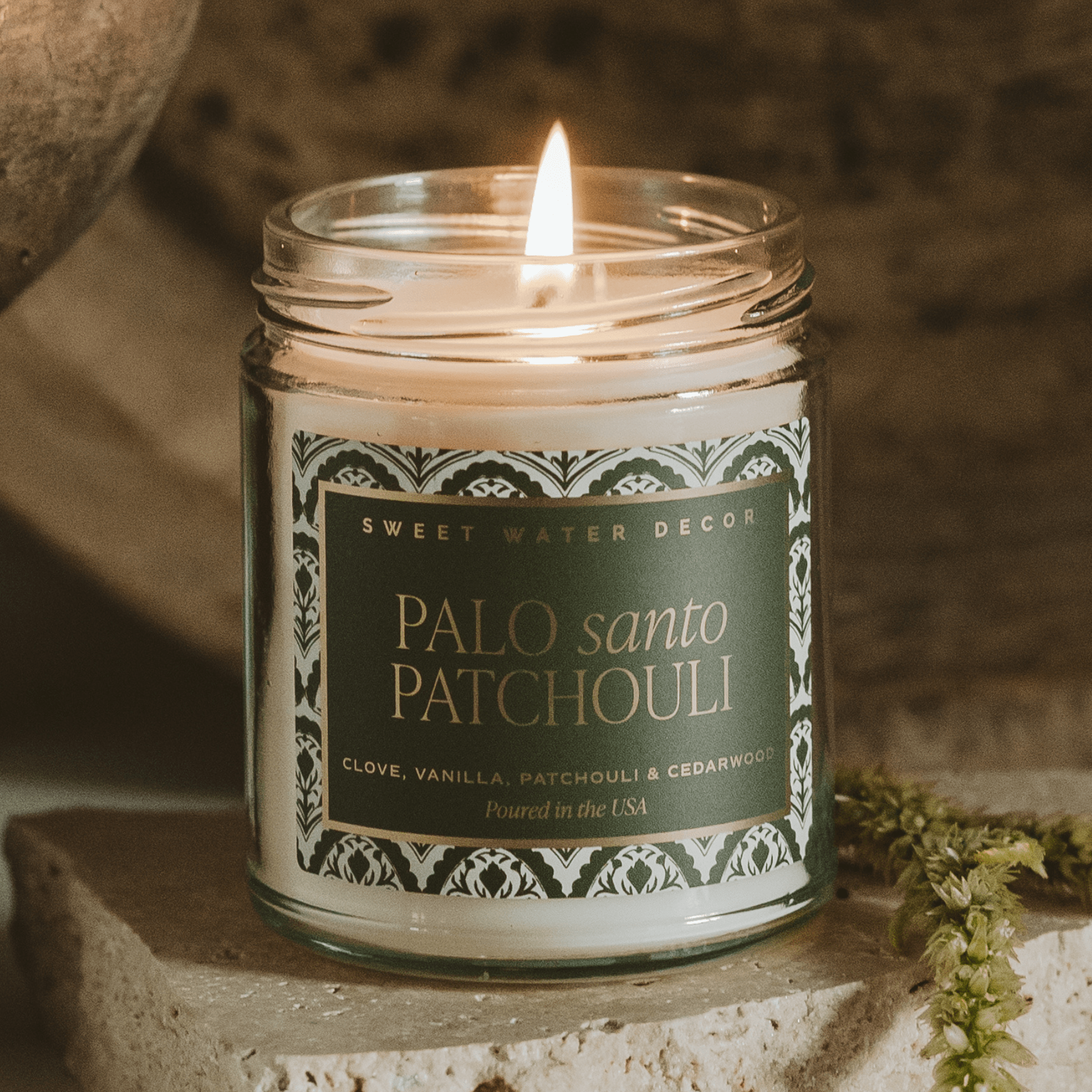 Palo Santo Patchouli Candle - Patterned Jar, 9 oz - view 2