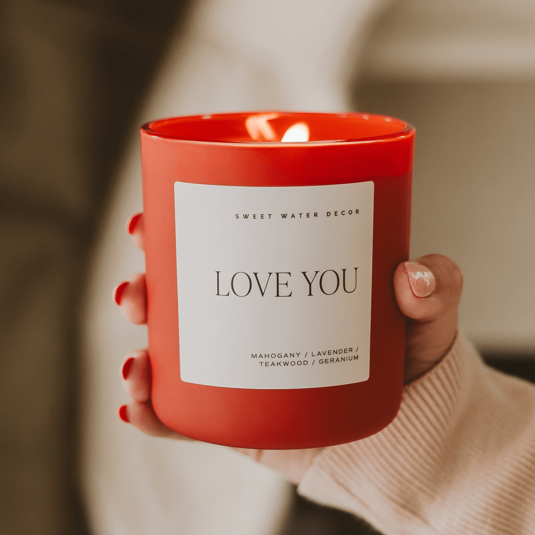 Love You Soy Candle - Red Matte Jar, 15 oz - view 3