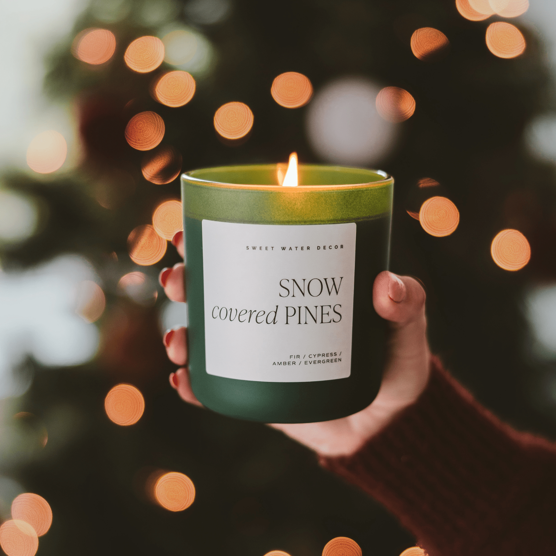 Snow Covered Pines Candle - Green Matte Jar, 15 oz - view 2