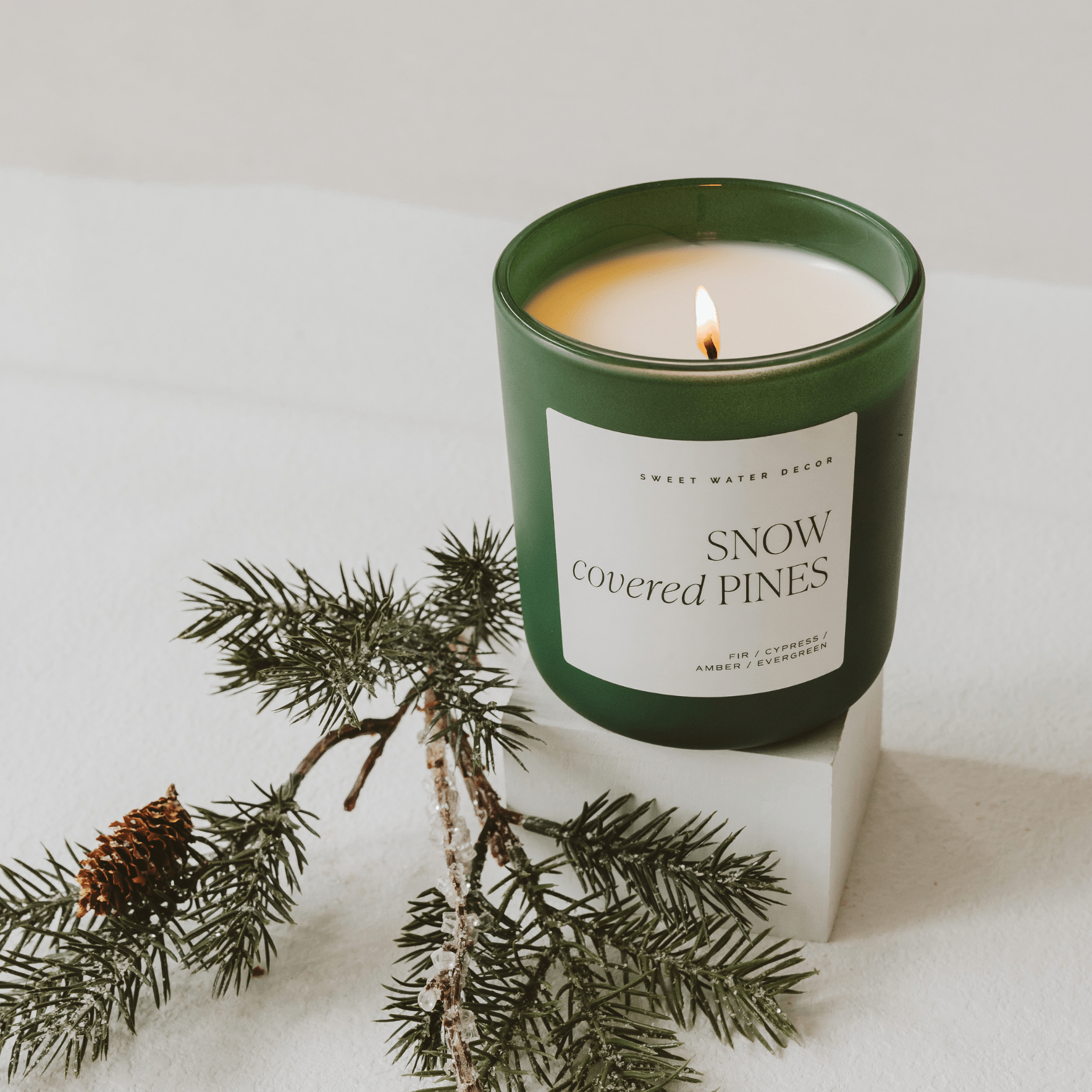 Snow Covered Pines Candle - Green Matte Jar, 15 oz - view 3