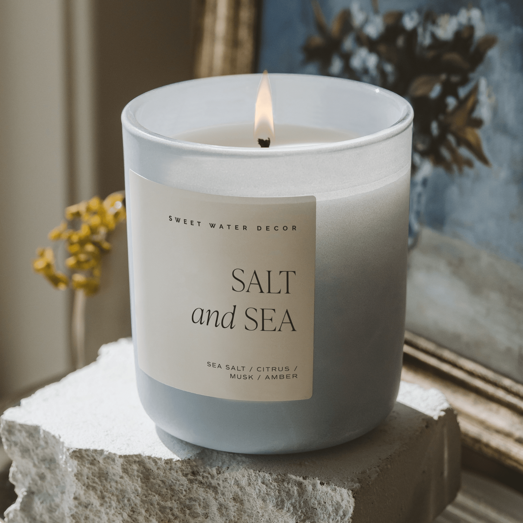 Salt and Sea Soy Candle - Blue Matte Jar, 15 oz - view 2