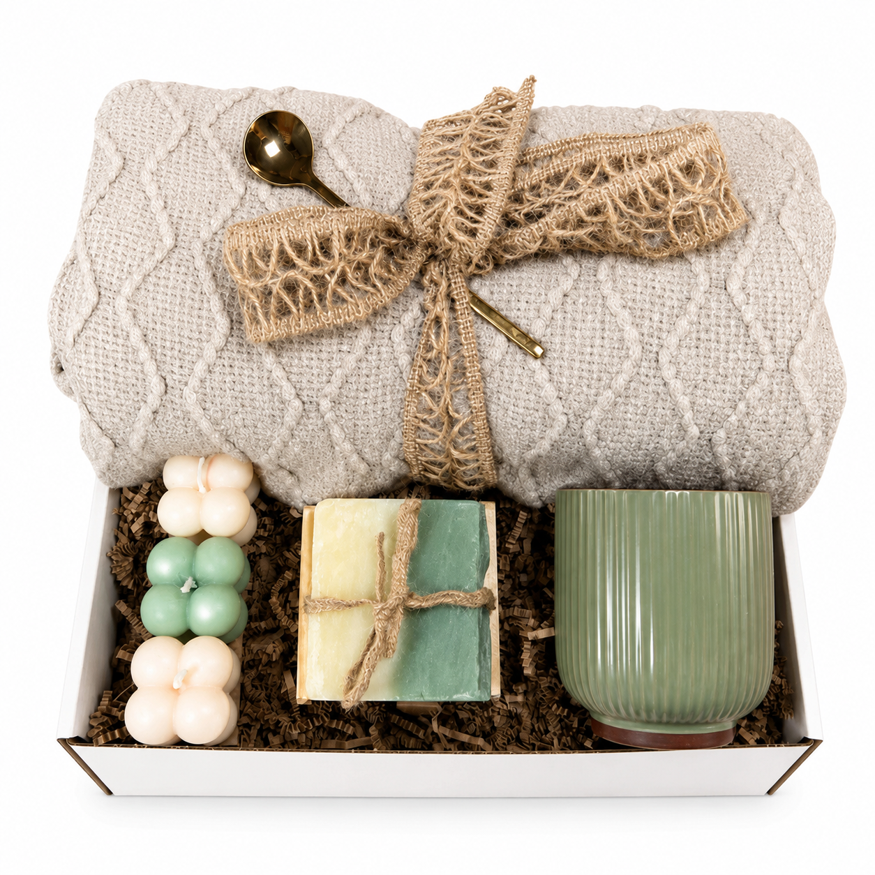 Ultimate Hygge Gift Box for Men Cozy Blanket Gift Basket