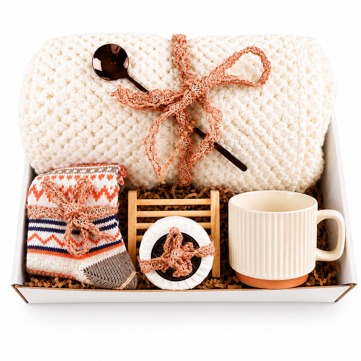 Ultimate Hygge Gift Box for Men Cozy Blanket Gift Basket