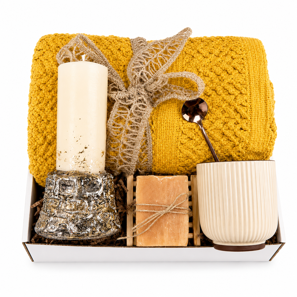 Ultimate Hygge Gift Box for Men Cozy Blanket Gift Basket