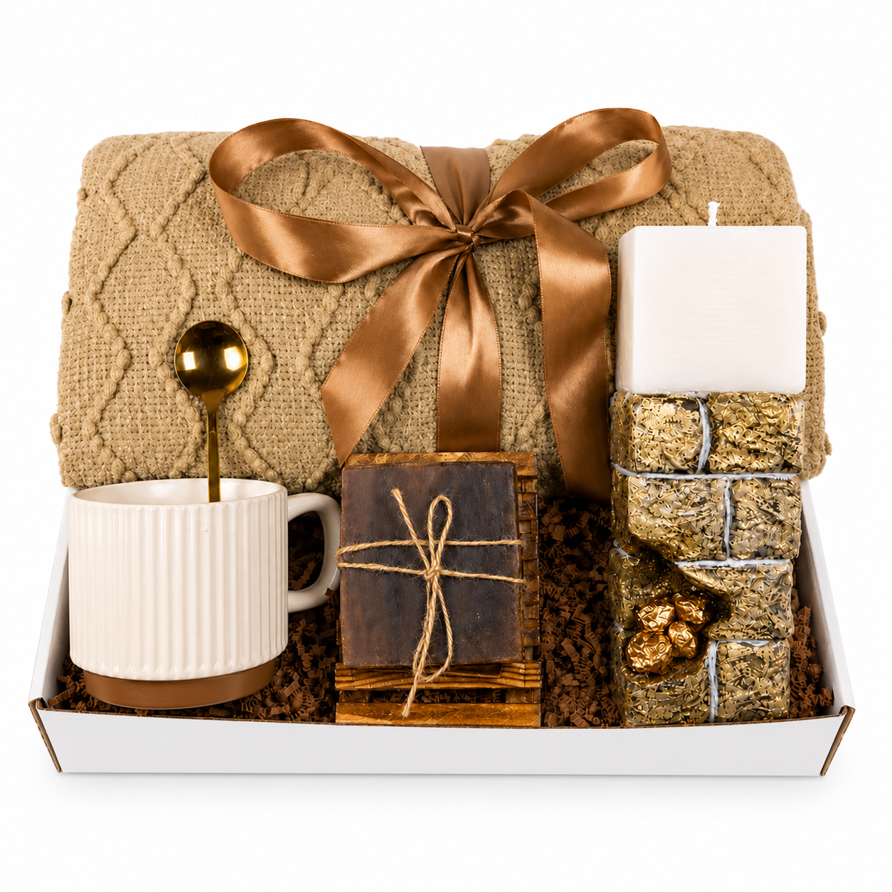 Ultimate Hygge Gift Box for Men Cozy Blanket Gift Basket