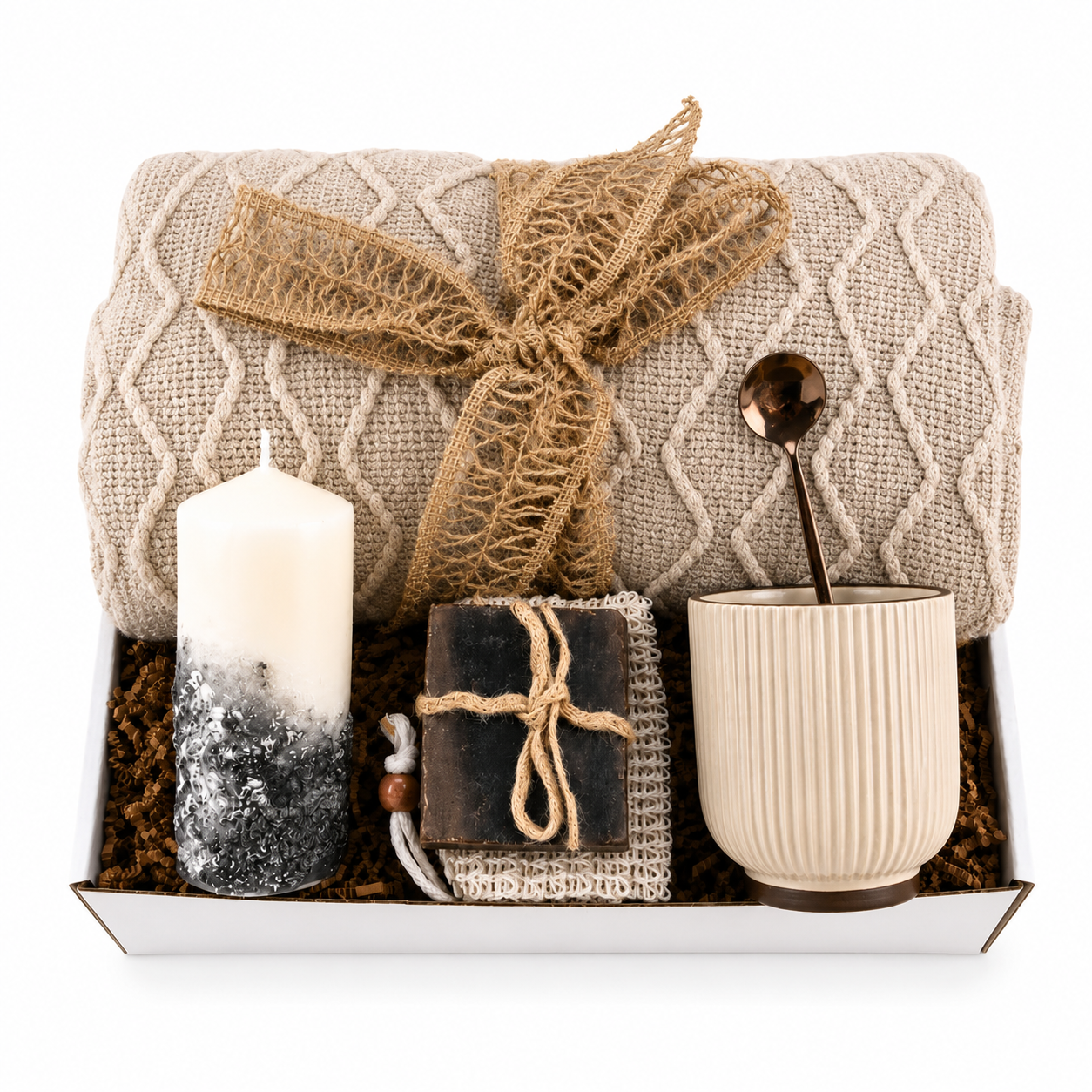 Ultimate Hygge Gift Box for Men Cozy Blanket Gift Basket
