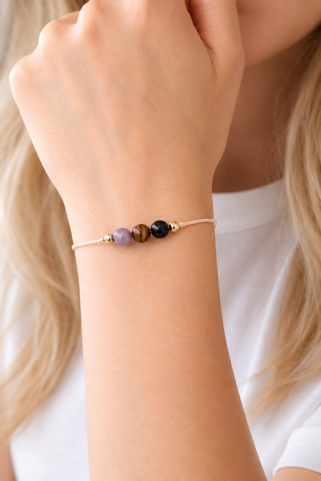 No negativity 3 bead protection bracelet