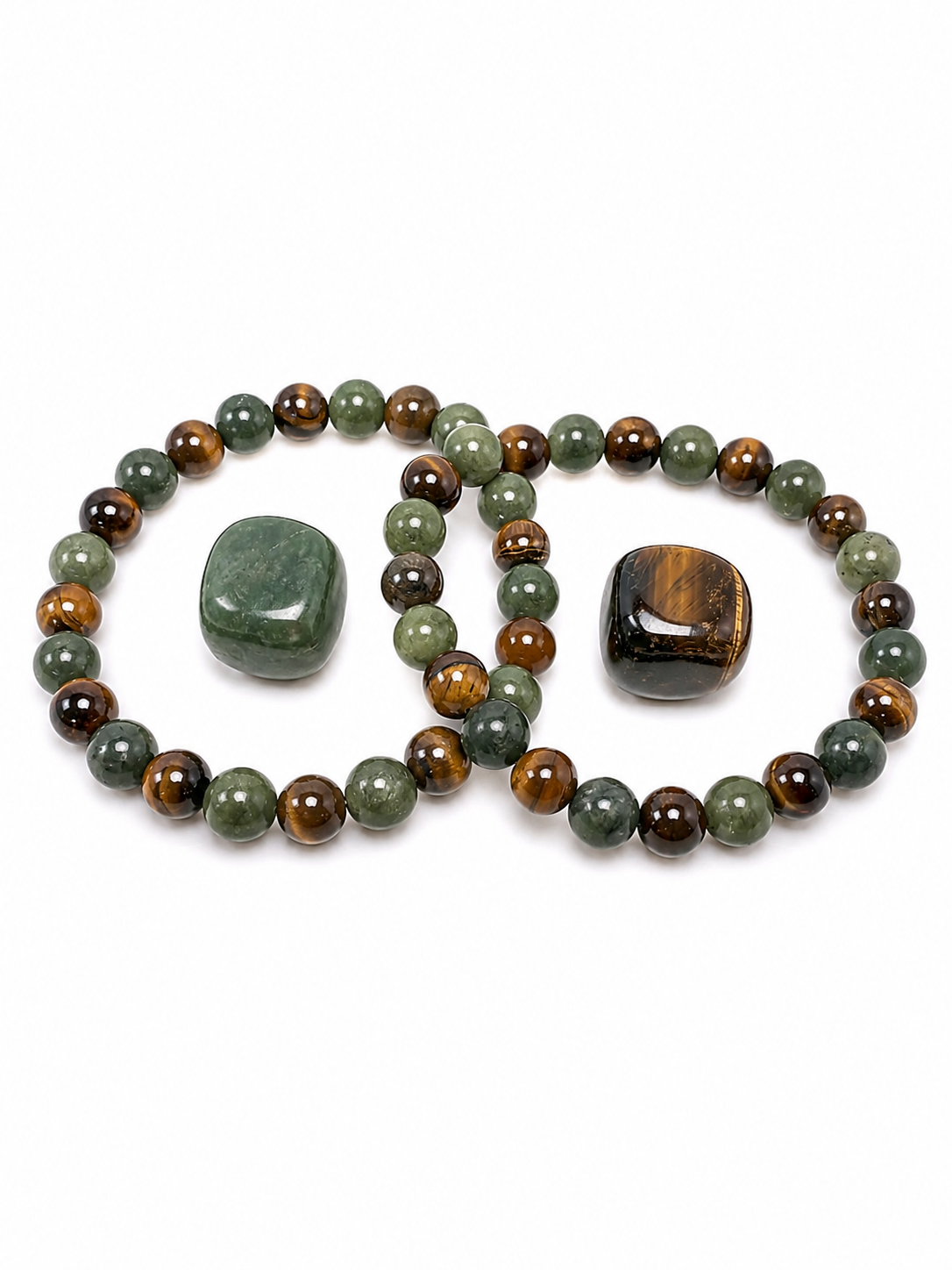 Sacred Beaded Bracelet Set – Tiger’s Eye & Jade Prosperity Bracelets
