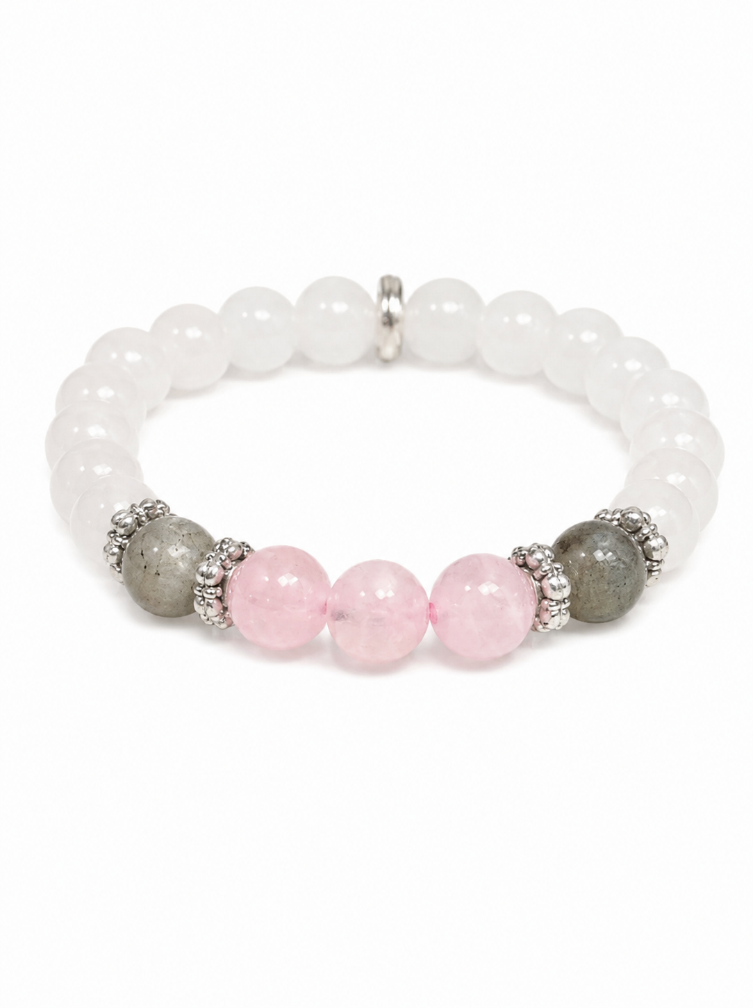 Labradorite Mother Daughter Bracelet Set: Moonstone, Rose Quartz, Boho Jewelry