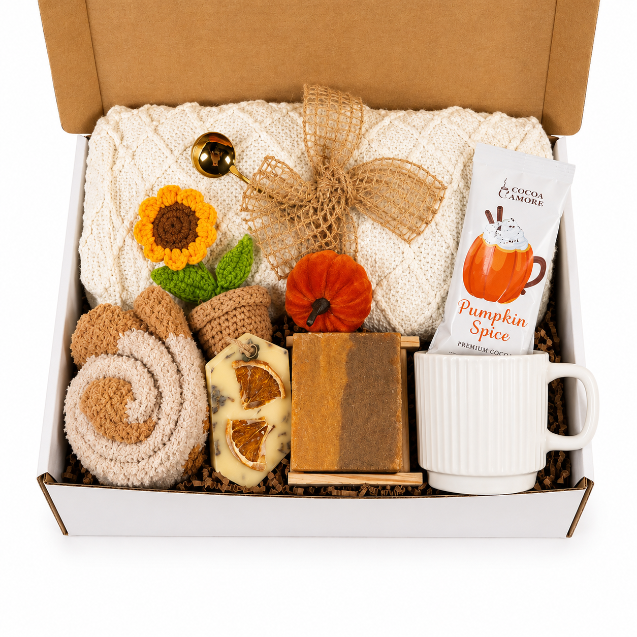 Fall Gift Basket for Her with Cozy Blanket, Autumn Care Package, Pumpkin Spice Gift Box, Fall Birthday Gift, Thanksgiving Gift for Women