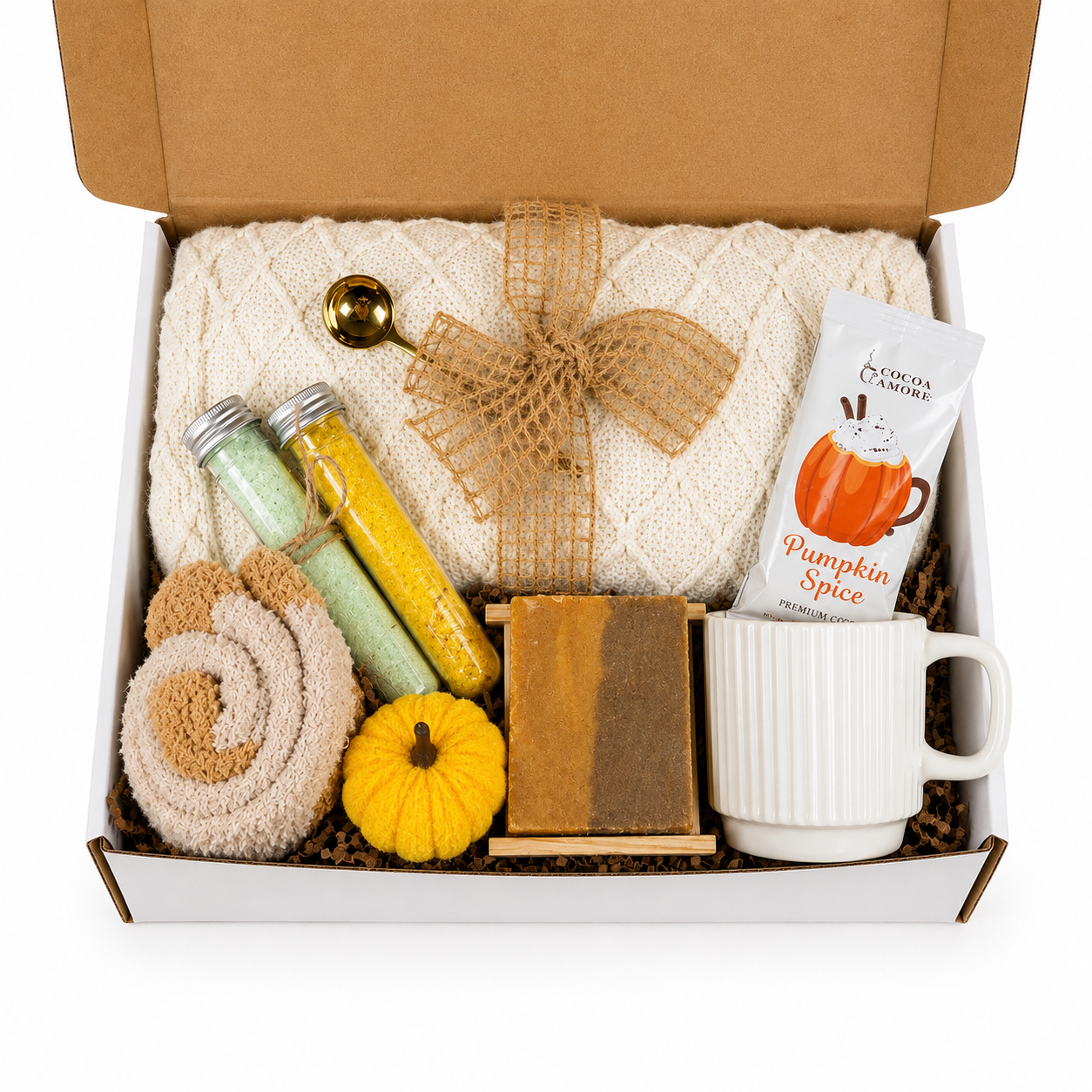 Fall Gift Basket for Her with Cozy Blanket, Autumn Care Package, Pumpkin Spice Gift Box, Fall Birthday Gift, Thanksgiving Gift for Women
