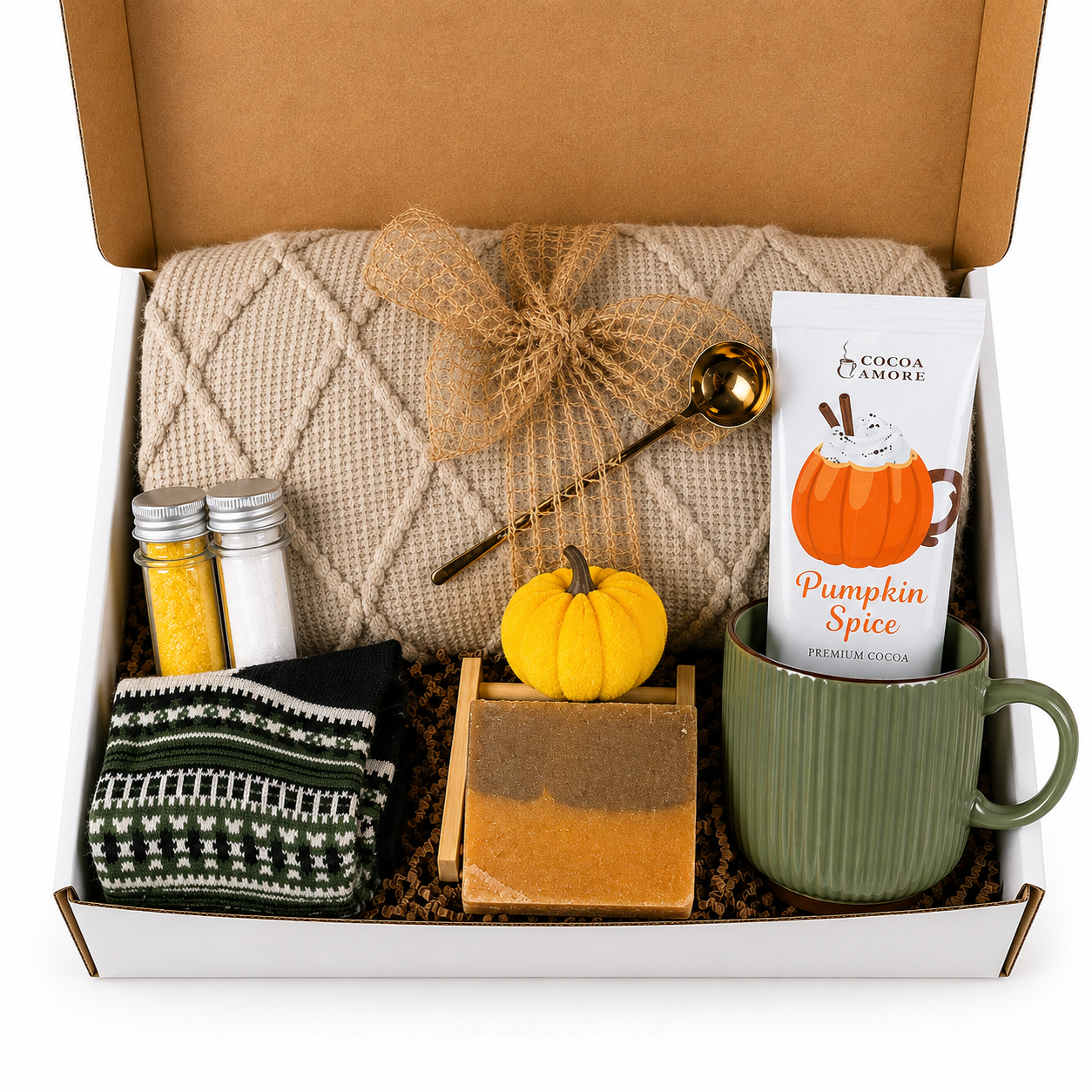 Fall Gift Basket for Her with Cozy Blanket, Autumn Care Package, Pumpkin Spice Gift Box, Fall Birthday Gift, Thanksgiving Gift for Women