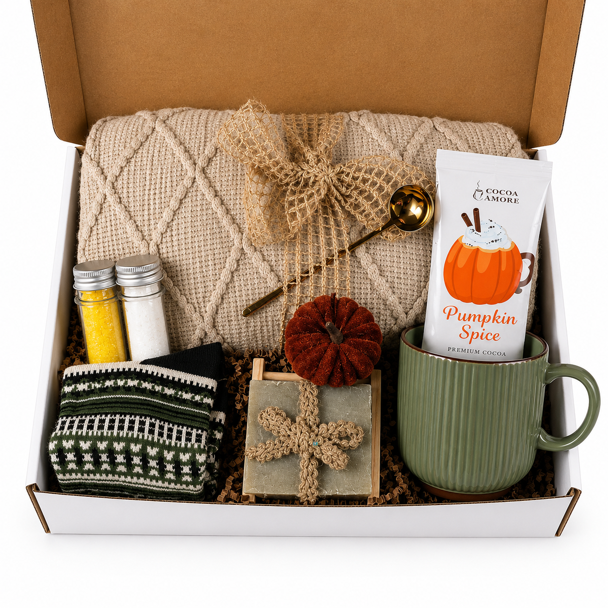 Fall Gift Basket for Her with Cozy Blanket, Autumn Care Package, Pumpkin Spice Gift Box, Fall Birthday Gift, Thanksgiving Gift for Women