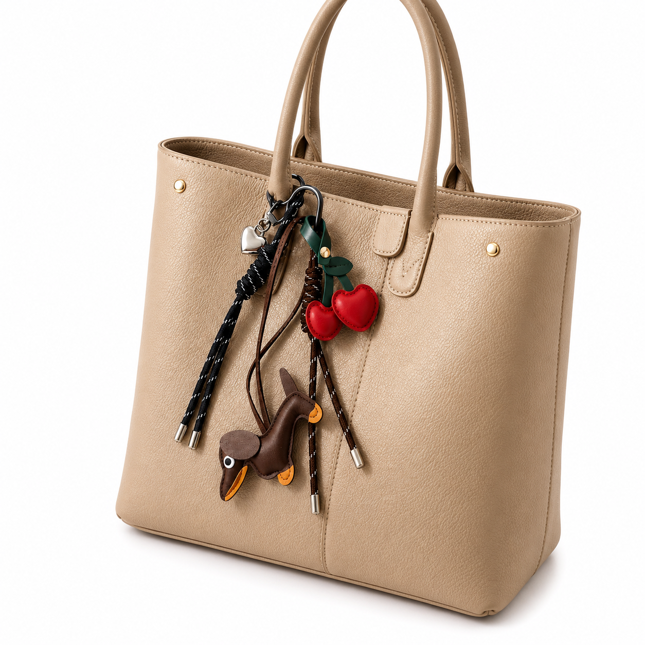 Dachshund Bag Charm with Cherry Keychain