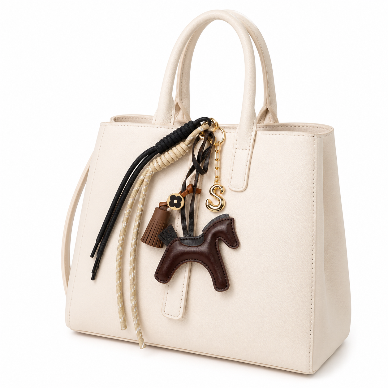 Horse Bag Charm with Leather Keychain