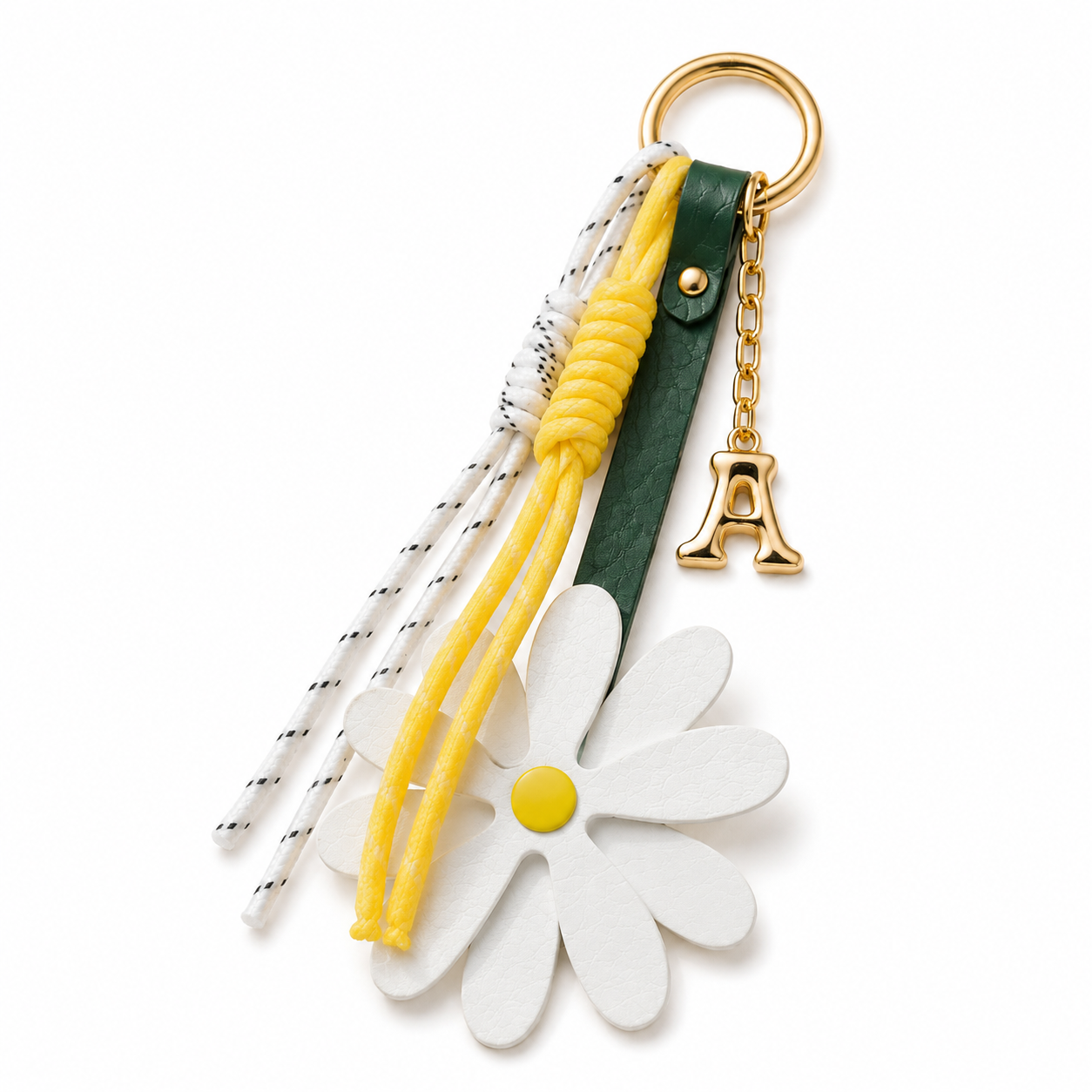 Daisy Bag Charm with Initial, Personalized Purse Charm