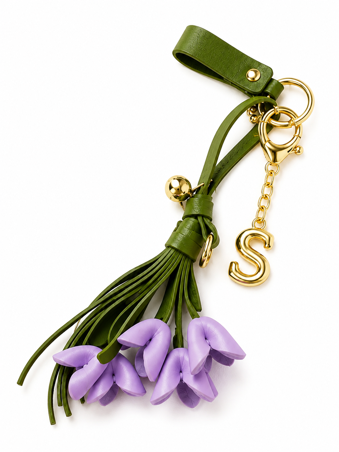 Personalized Floral Purse Charm for Handbag with Initial