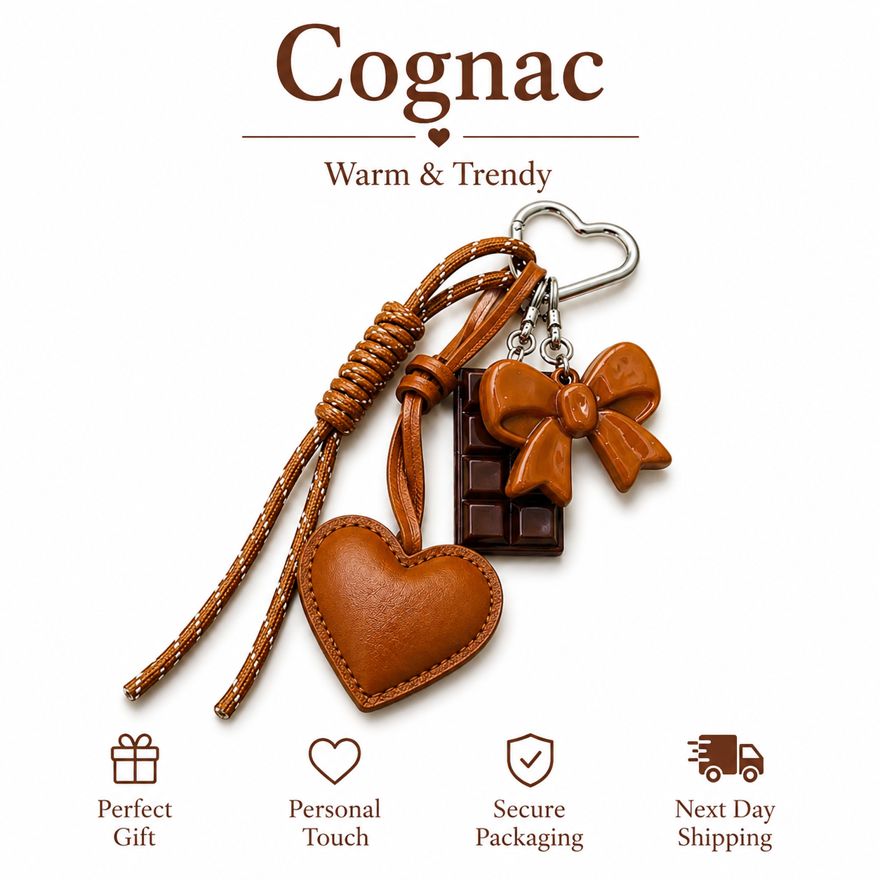 Brown Bag Charm Heart Purse Charm Cute Handbag Accessory