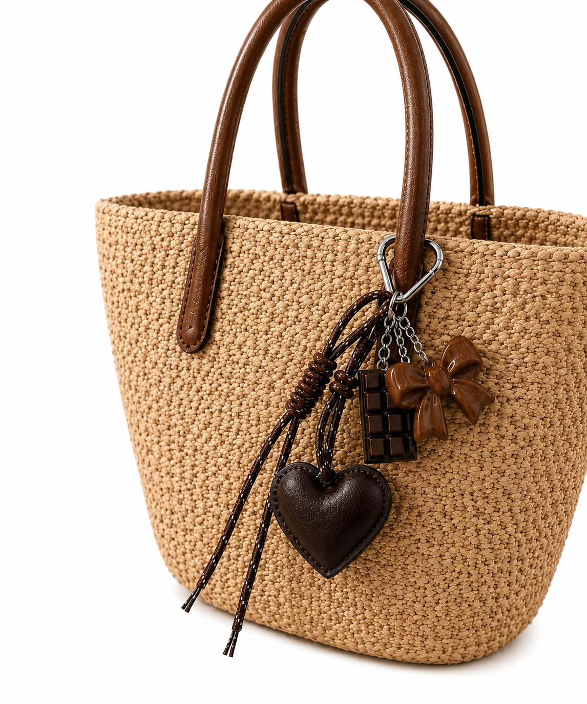 Dark Chocolate Bag Charm Coquette Purse Charm Heart Keychain