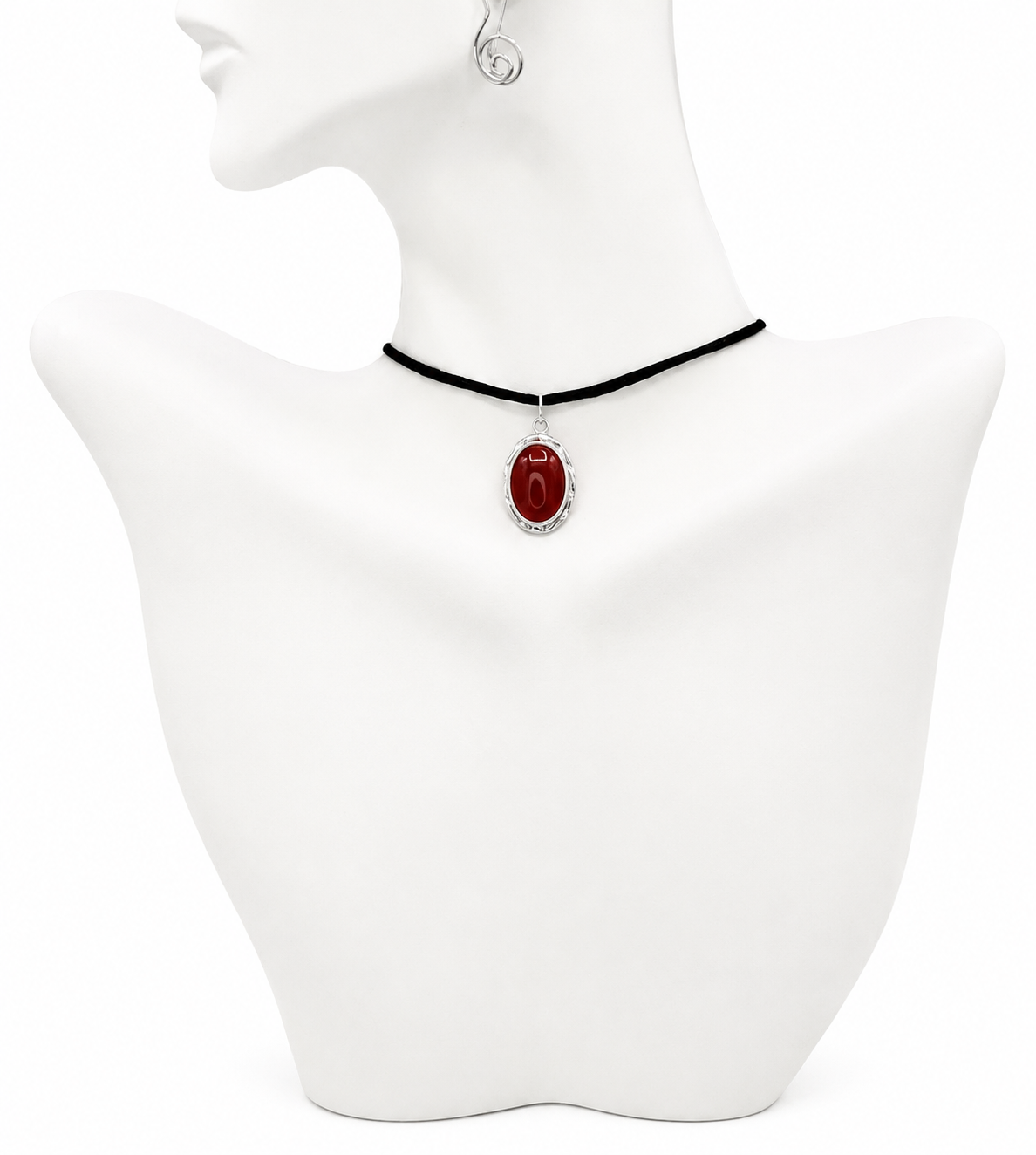Carnelian Sterling Silver Protection Necklace: Adjustable Y2K