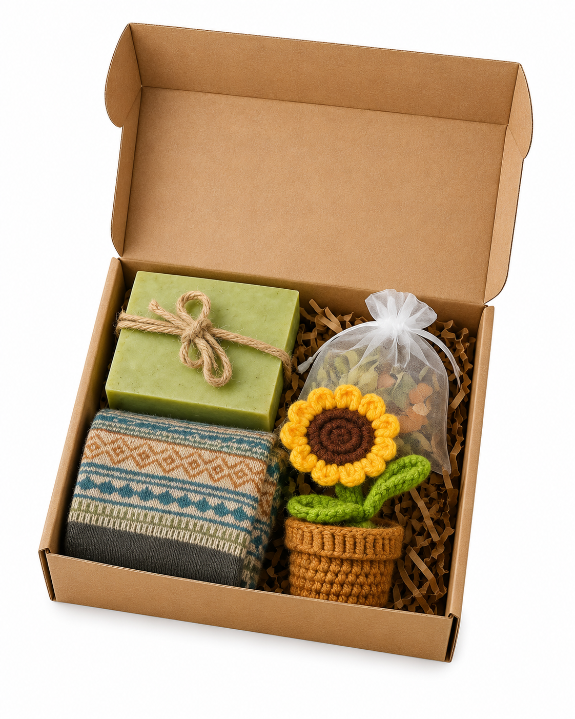 🍂 Fall Cozy Gift Box – Handmade Soap, Socks & Bath Salt Care Package