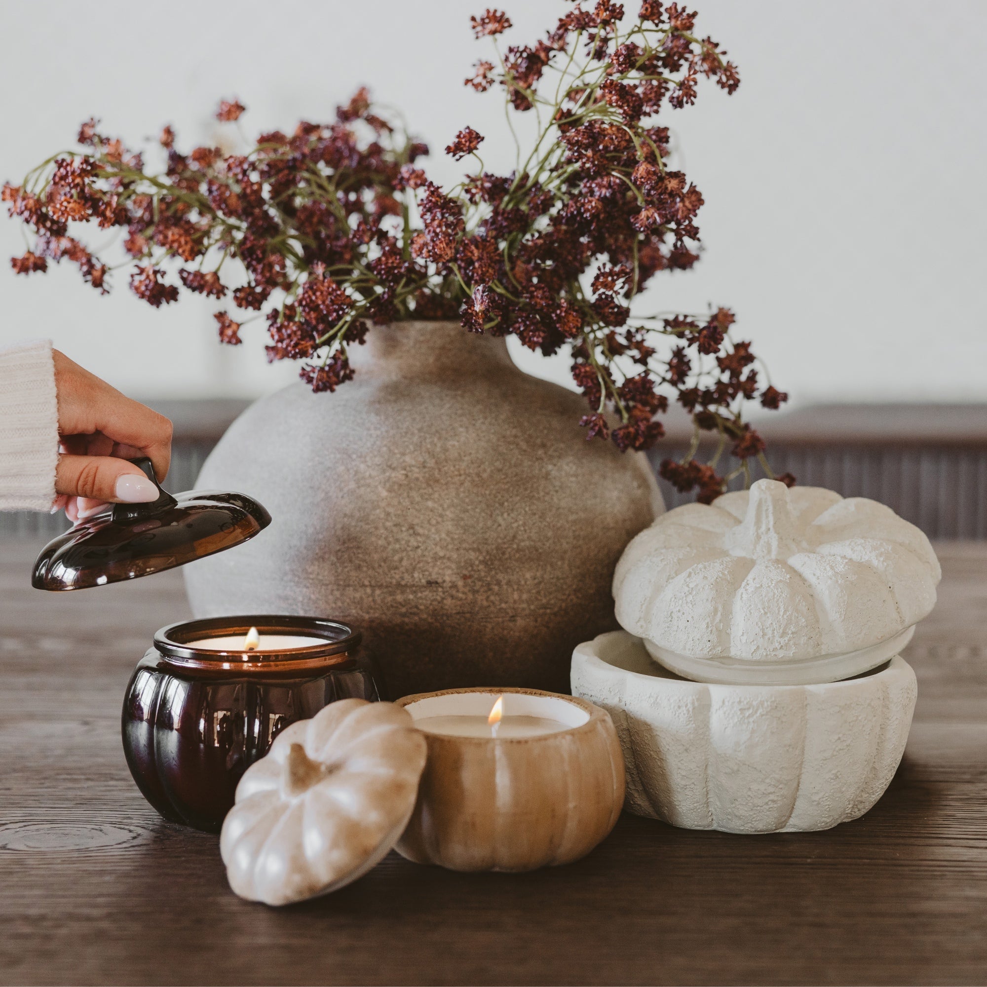 Pumpkin Spice Candle - Ceramic Pumpkin Jar, 8 oz - view 5