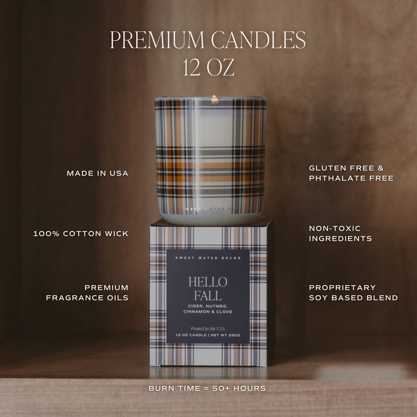 Hello Fall Soy Candle - Boxed Plaid Jar, 12 oz - view 6