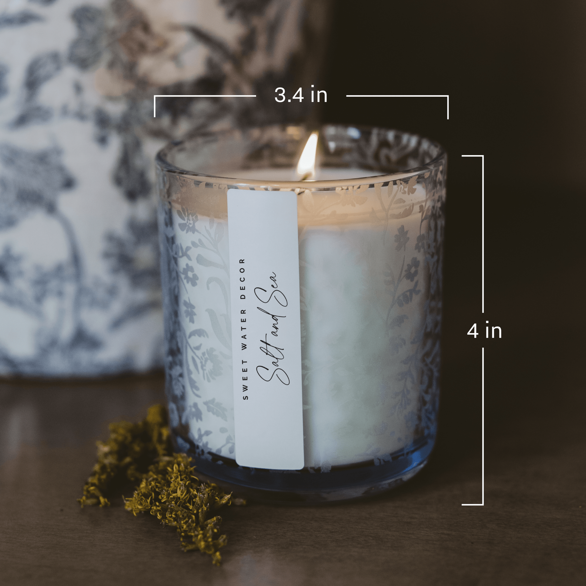 Salt and Sea Soy Candle - Blue Glass Jar, 12 oz - view 6