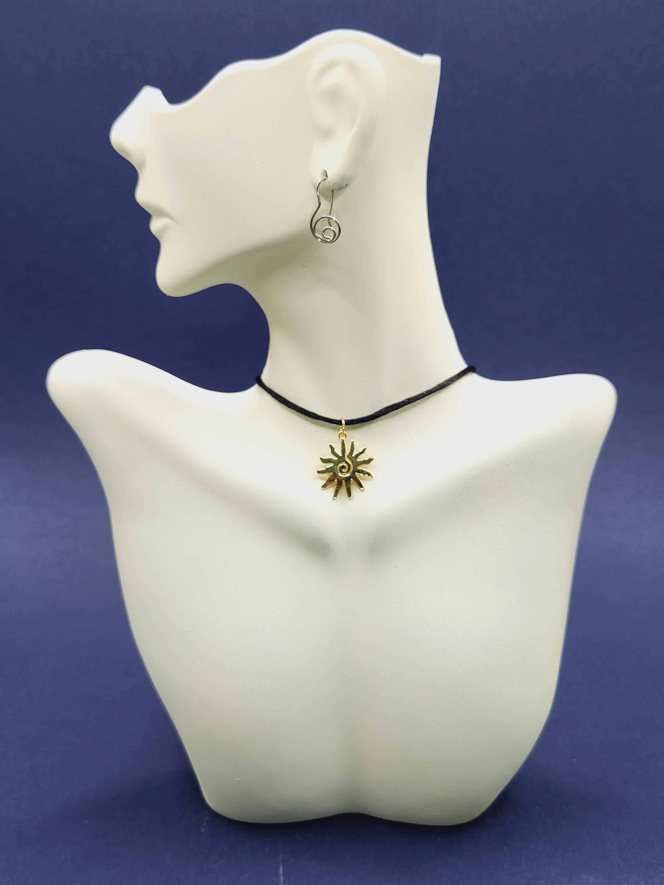 Sun necklace, Y2K Necklace, Sun Protection, Protection amulet, Protection necklace, Sun choker necklace,  Cord necklace, Celestial Necklace, Swirl Necklace, Adjustable length