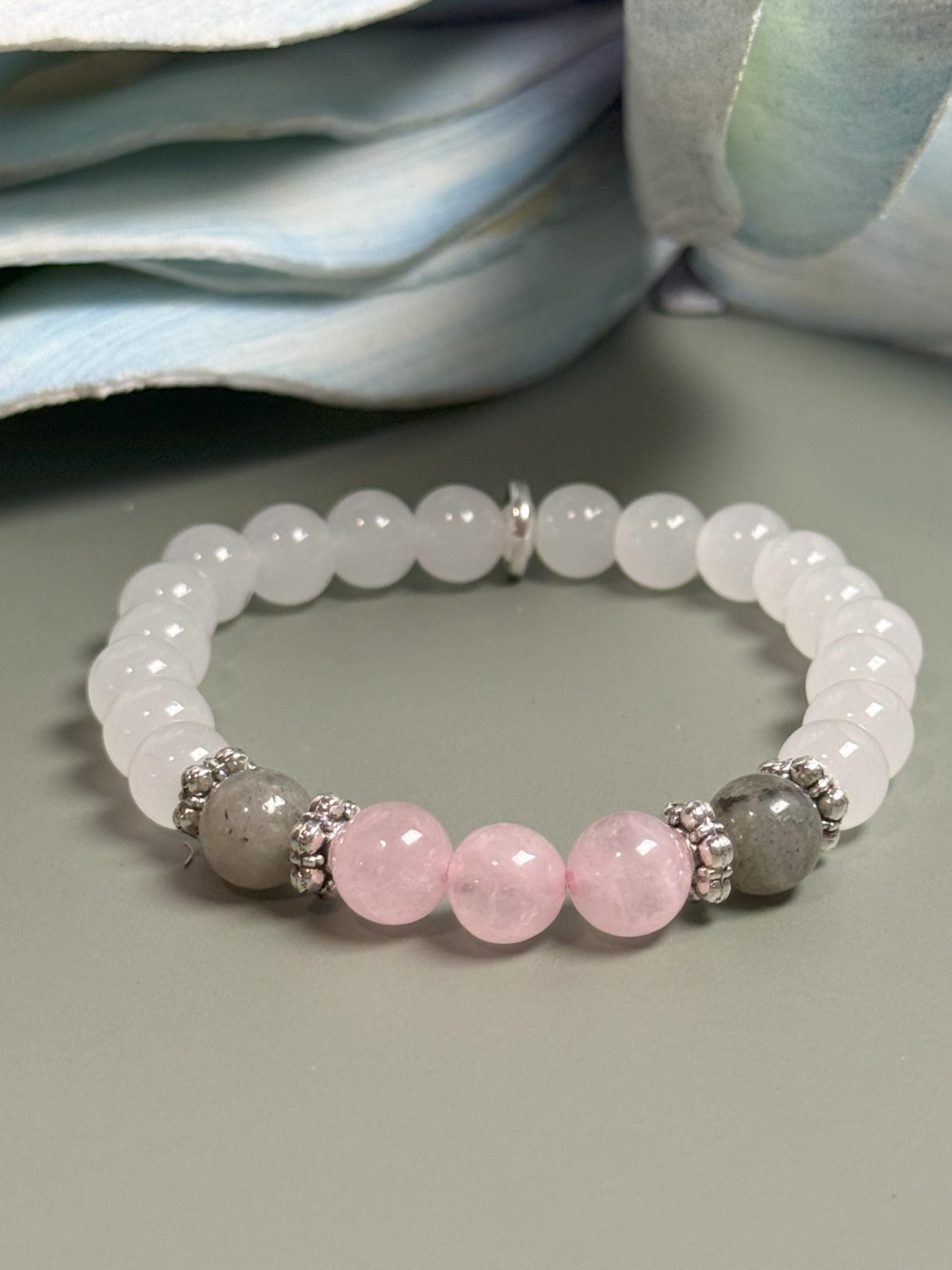 bachelorette beaded, protection daughter, travel sister for, meditation spiritual, metaphysical healing, adjustable accessory, fashionable bohemian, layering holistic, personalized balance, handmade delicate, minimalist colorful, iridescent crystal, shimmering jewelry
