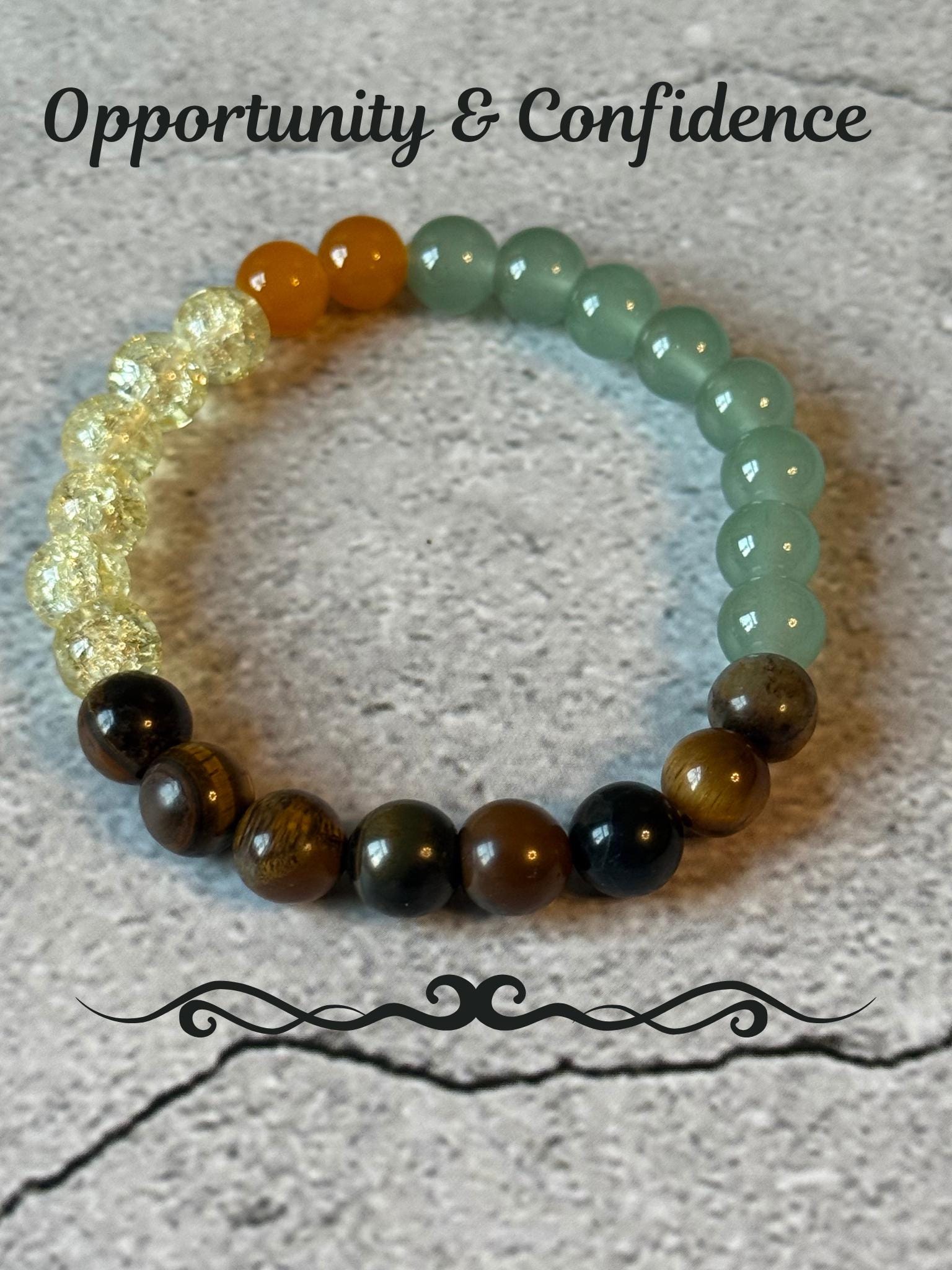 Aventurine, Citrine & Tiger&#39;s Eye Quartz Bracelet: Mother-Daughter Gift, Birthstone Jewelry for Couples