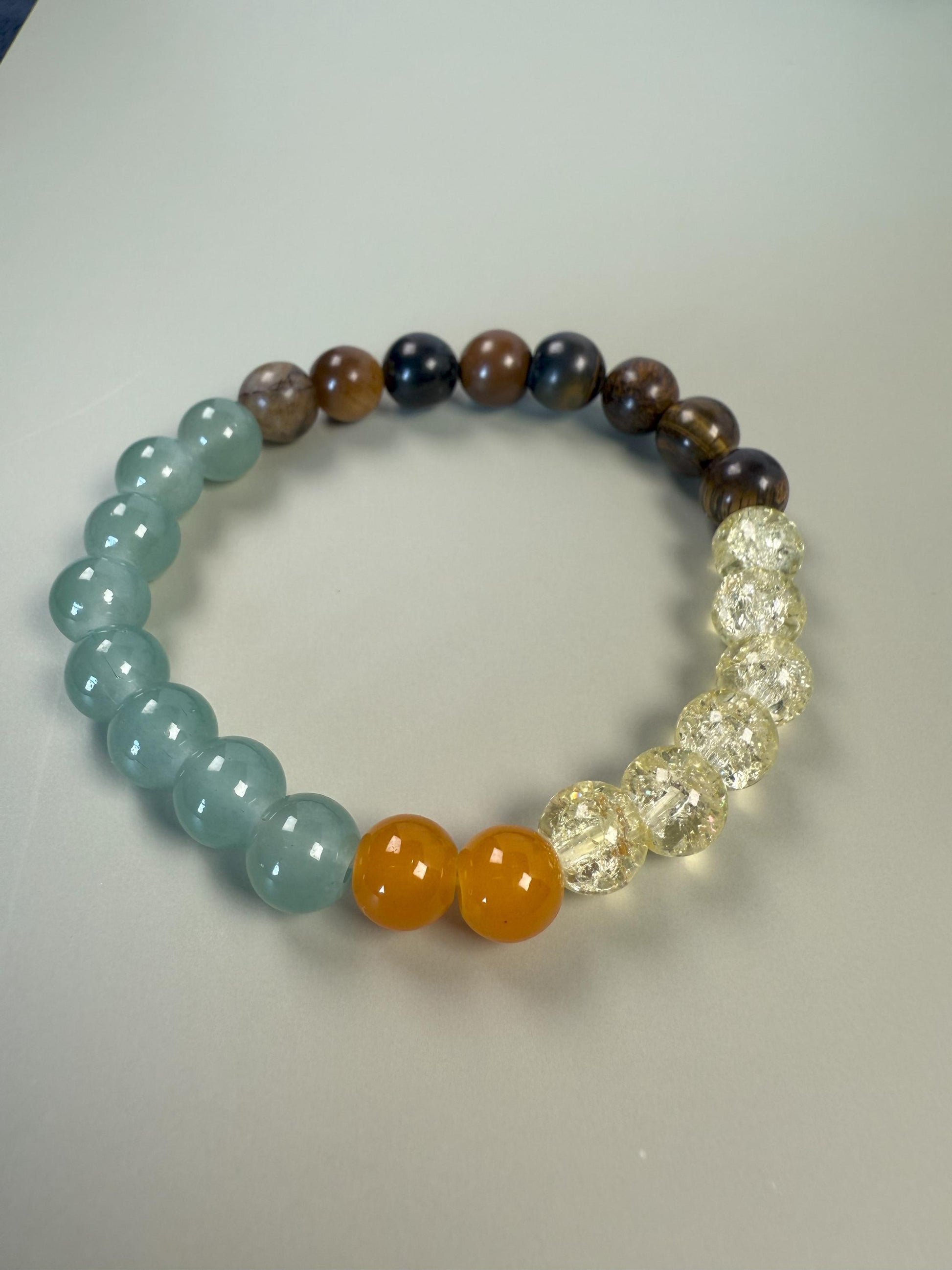 Aventurine, Citrine & Tiger&#39;s Eye Quartz Bracelet: Mother-Daughter Gift, Birthstone Jewelry for Couples