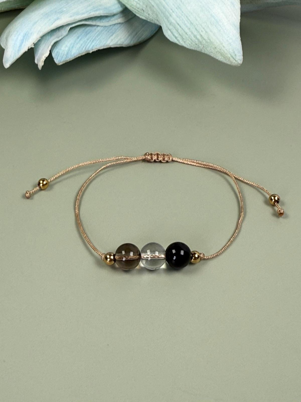 Beaded bracelet, smoky quartz, clear quartz, Healing crystals, Protection bracelet, beaded bracelets, bracelet for women, crystal bracelet, chakra bracelet,gemstone bracelet, Evil Eye bracelet, Big sister gift,   thank you gift
