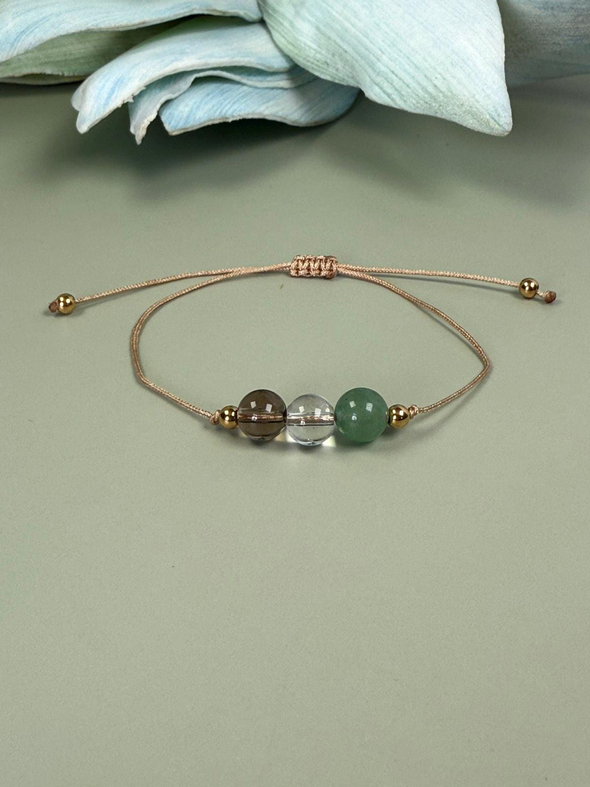 Smoky Quartz & Aventurine Bracelet: Crystal Prosperity, Friendship Jewelry