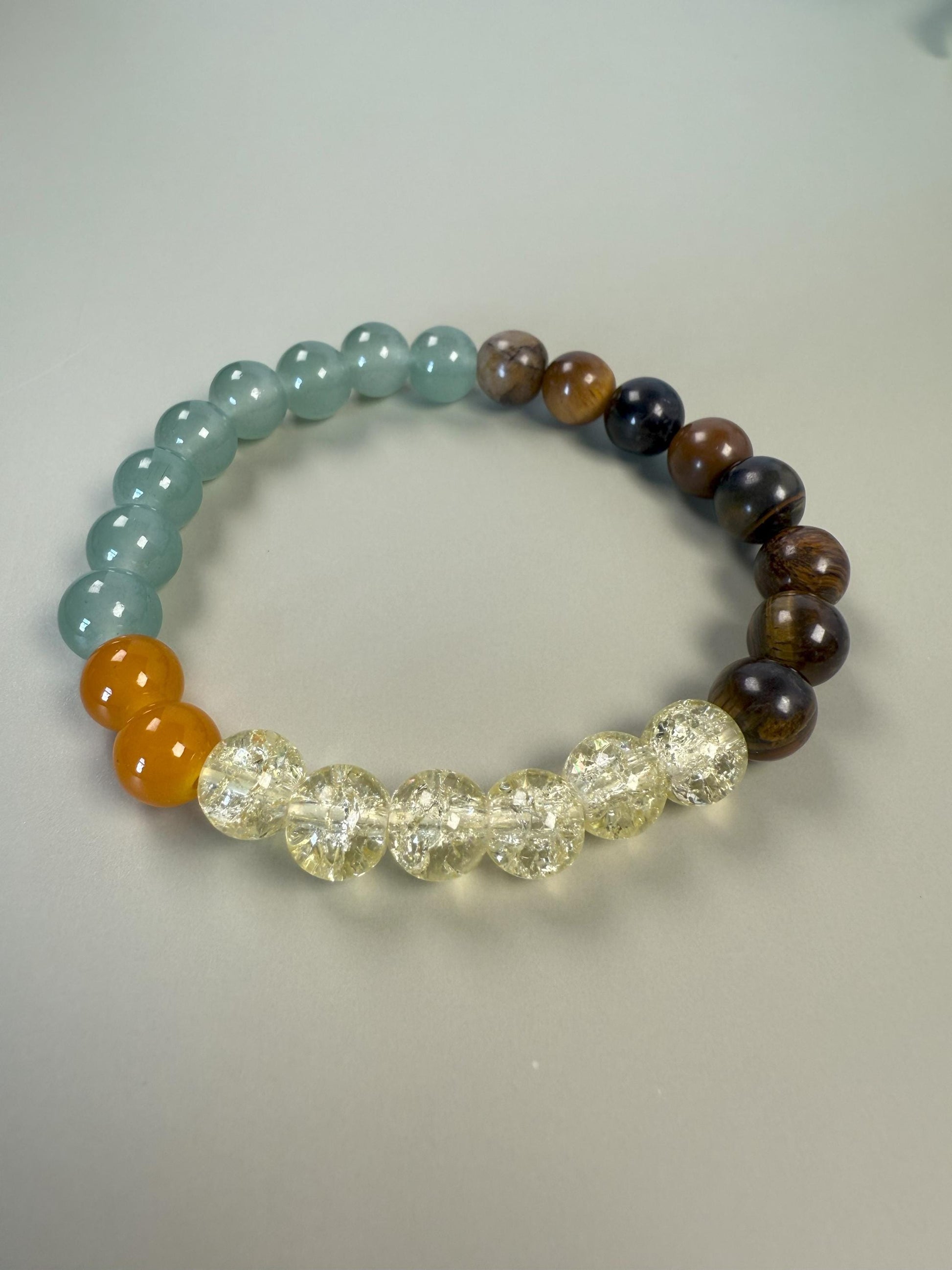 Aventurine, Citrine & Tiger&#39;s Eye Quartz Bracelet: Mother-Daughter Gift, Birthstone Jewelry for Couples